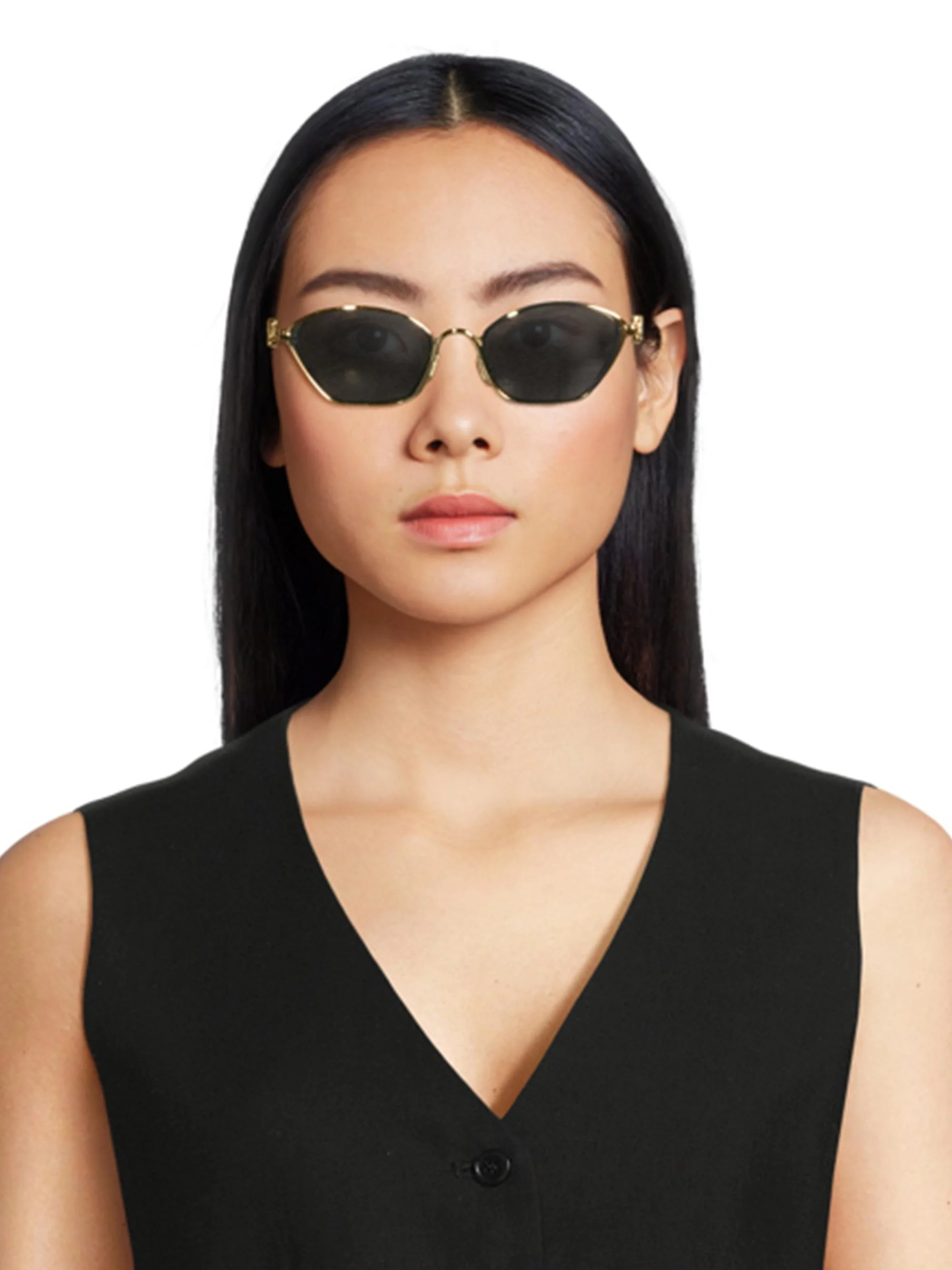 Women's Anagram 57MM Cat-Eye Sunglasses - Dark Grey Gold - 1