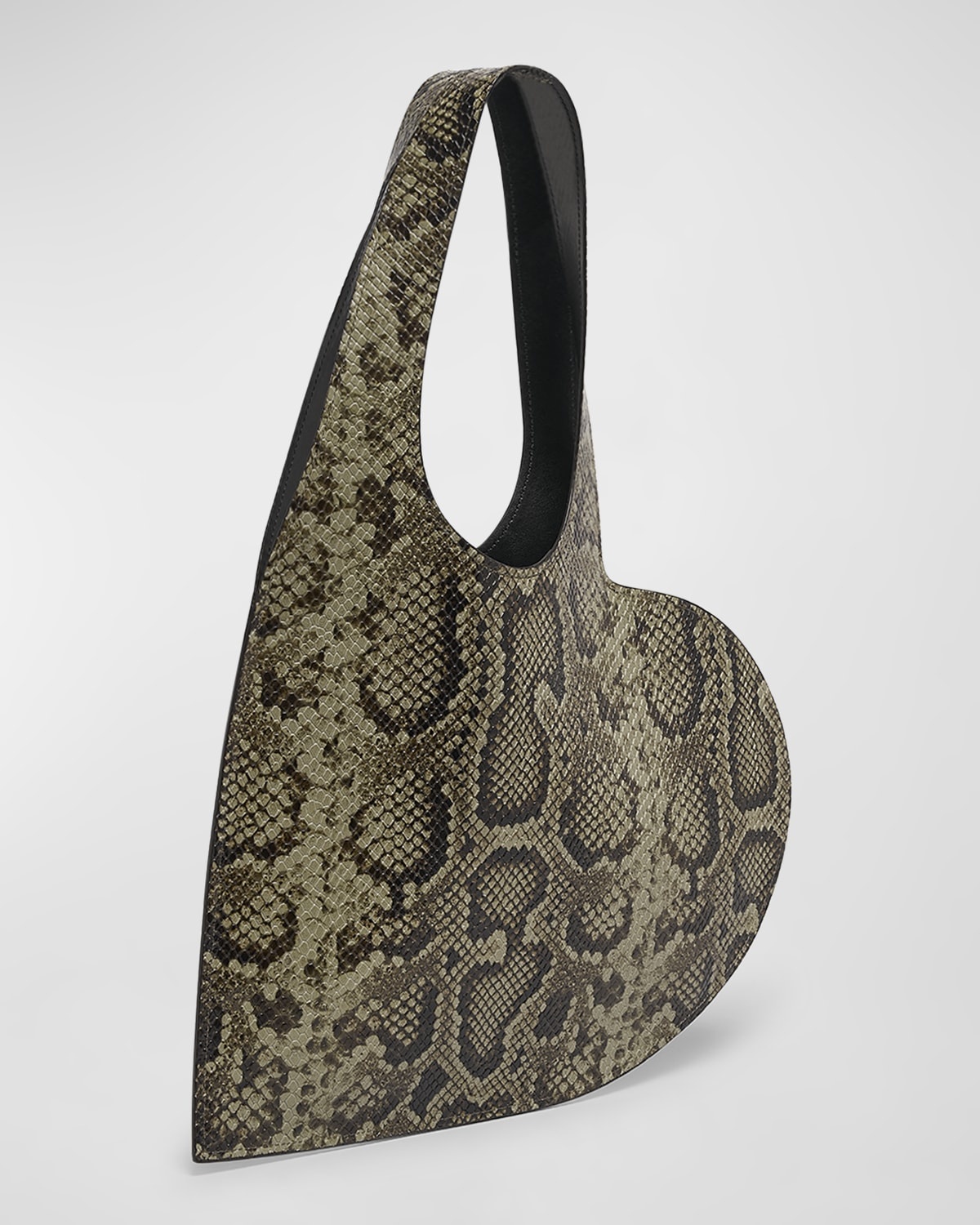 Python-Print Mini Heart Leather Tote Bag - 6