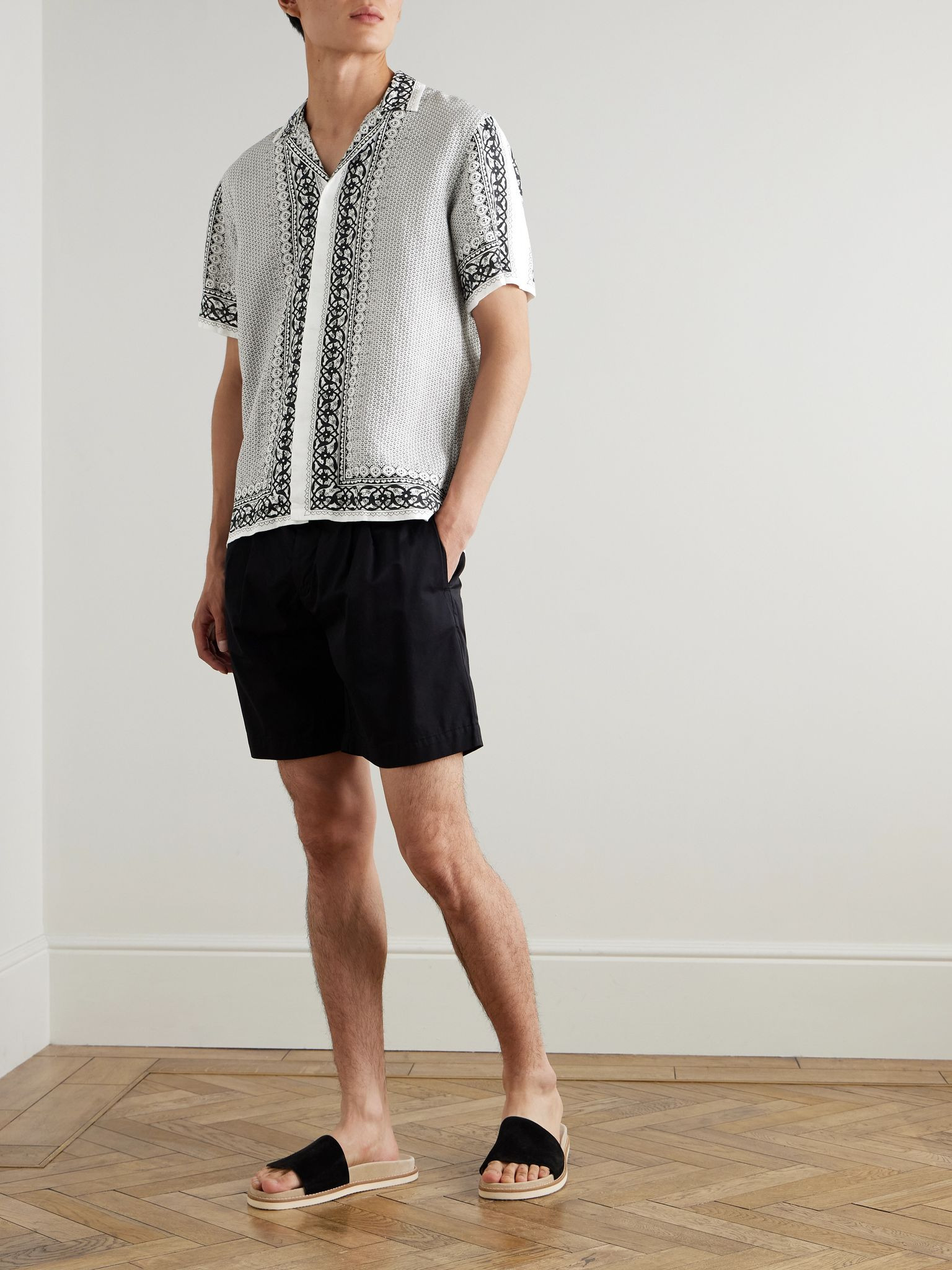 Maitan Camp-Collar Printed Cotton Shirt Gray - 2