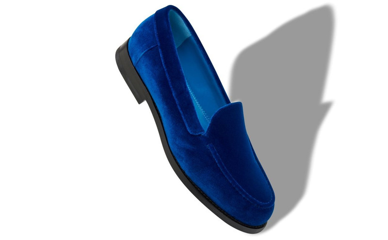 Manolo Blahnik Blue Velvet Loafers outlook