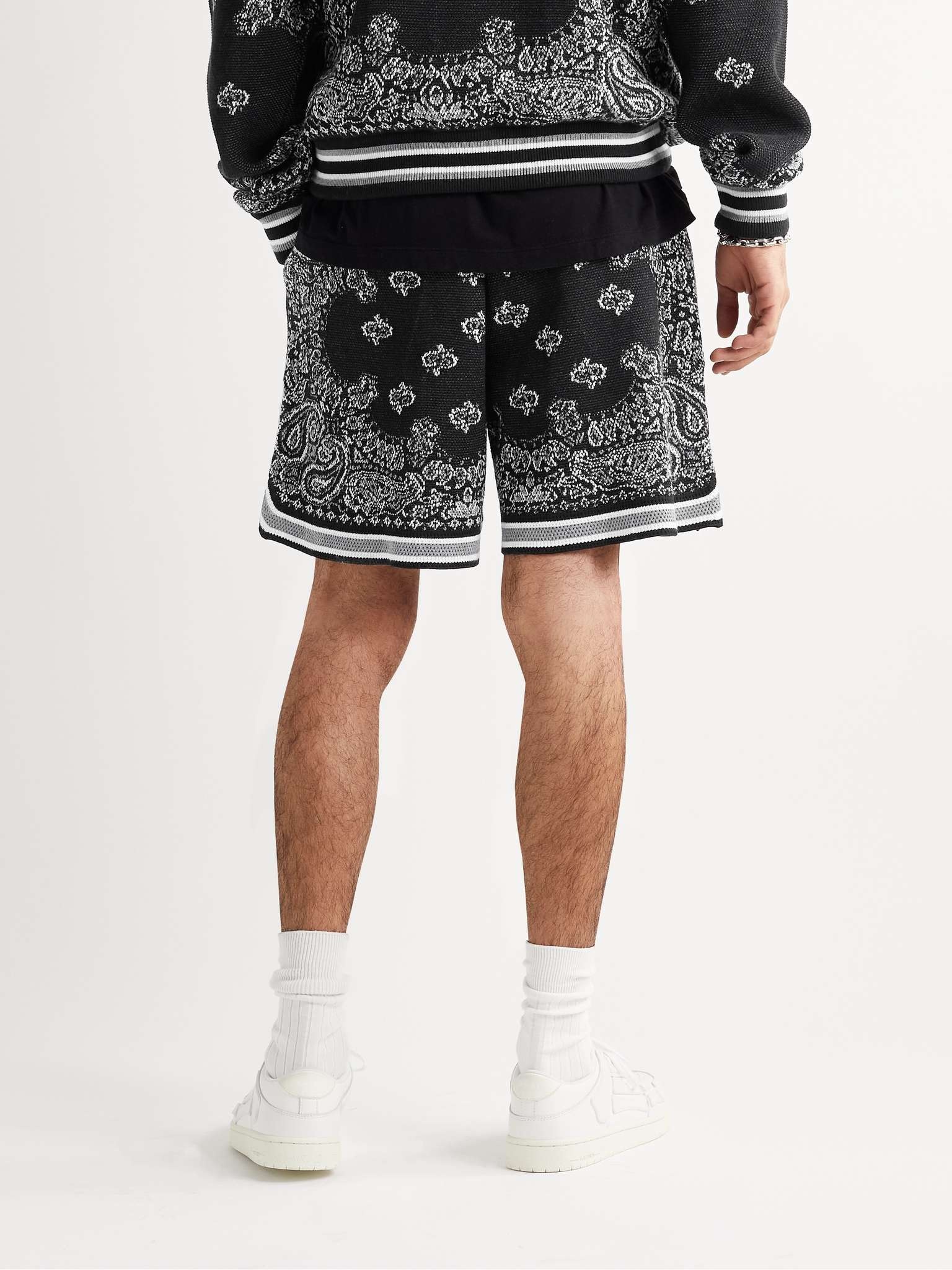 Bandana-Jacquard Cotton and Cashmere-Blend Drawstring Shorts - 4