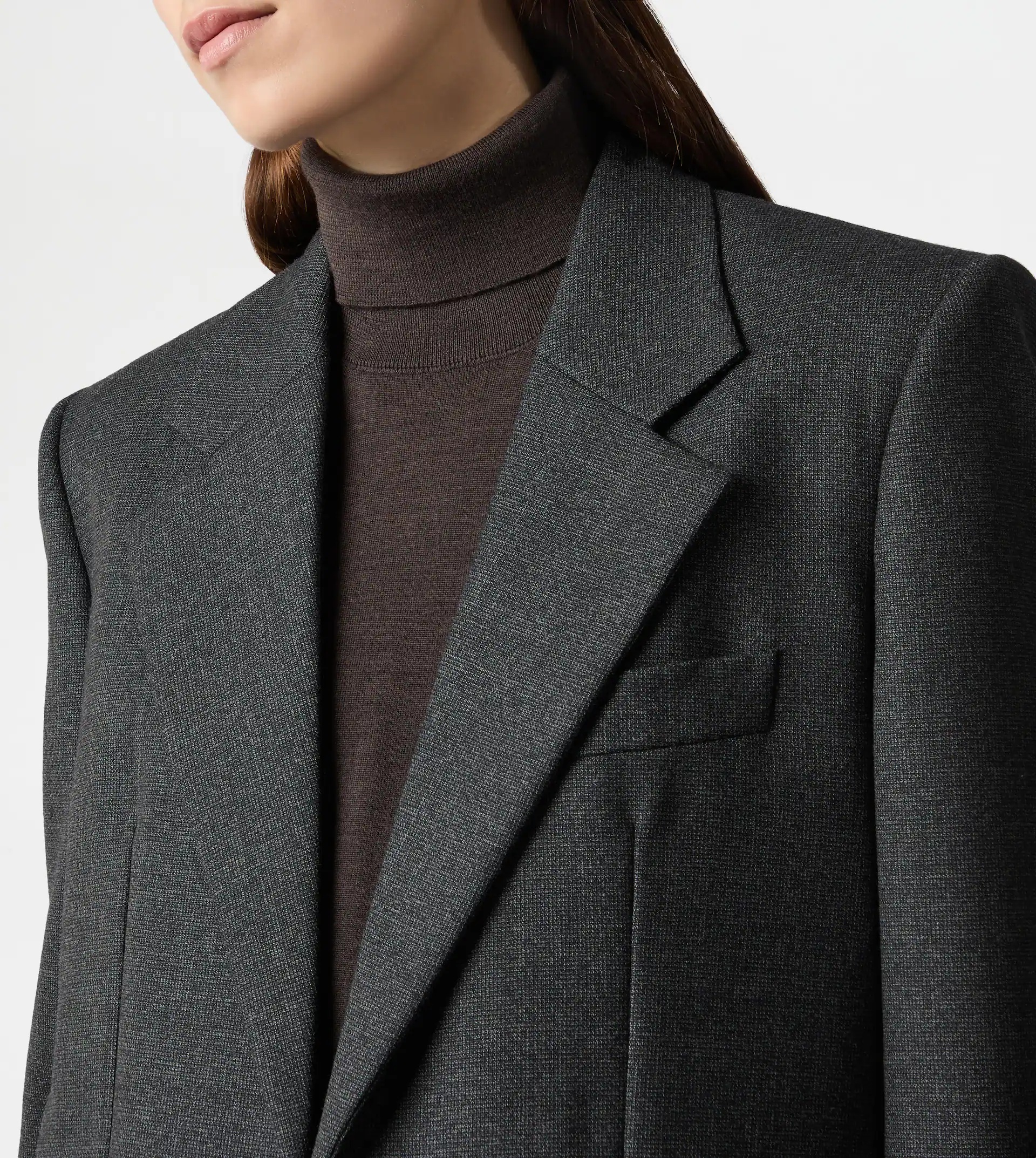 BLAZER IN WOOL - BLACK, GREY - 4