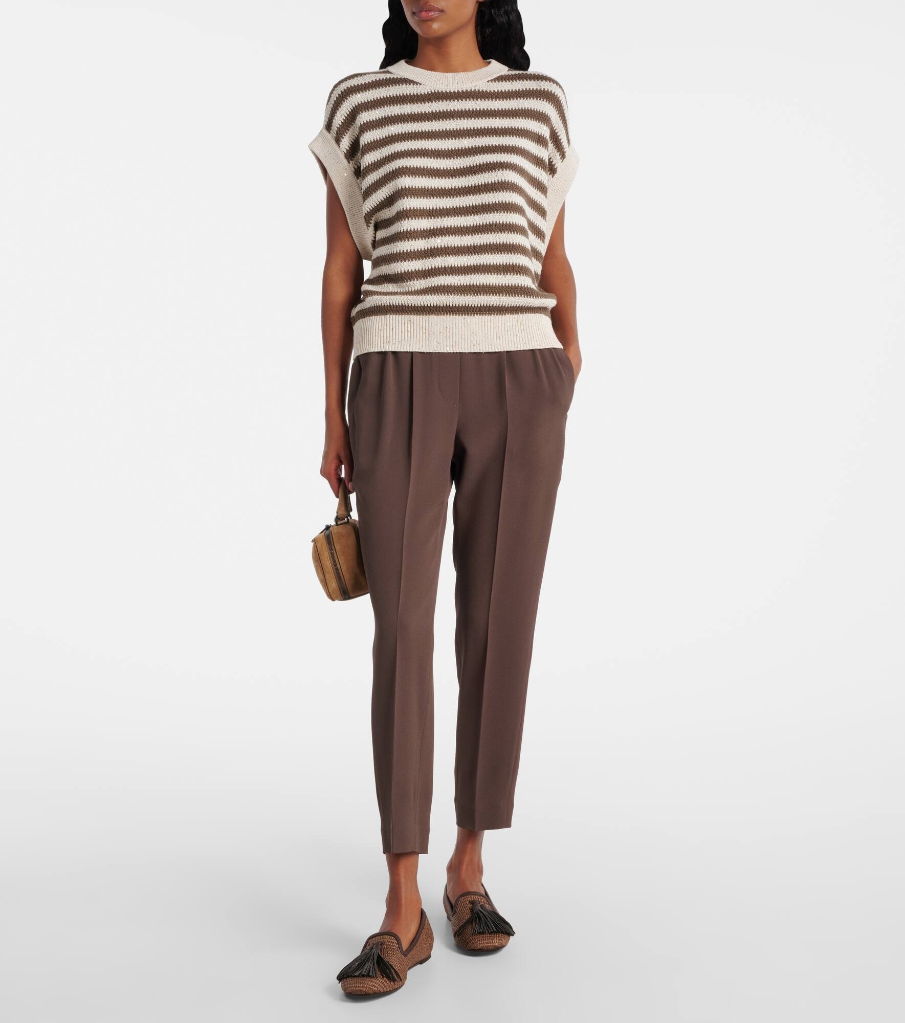 Cropped crêpe slim pants - 2