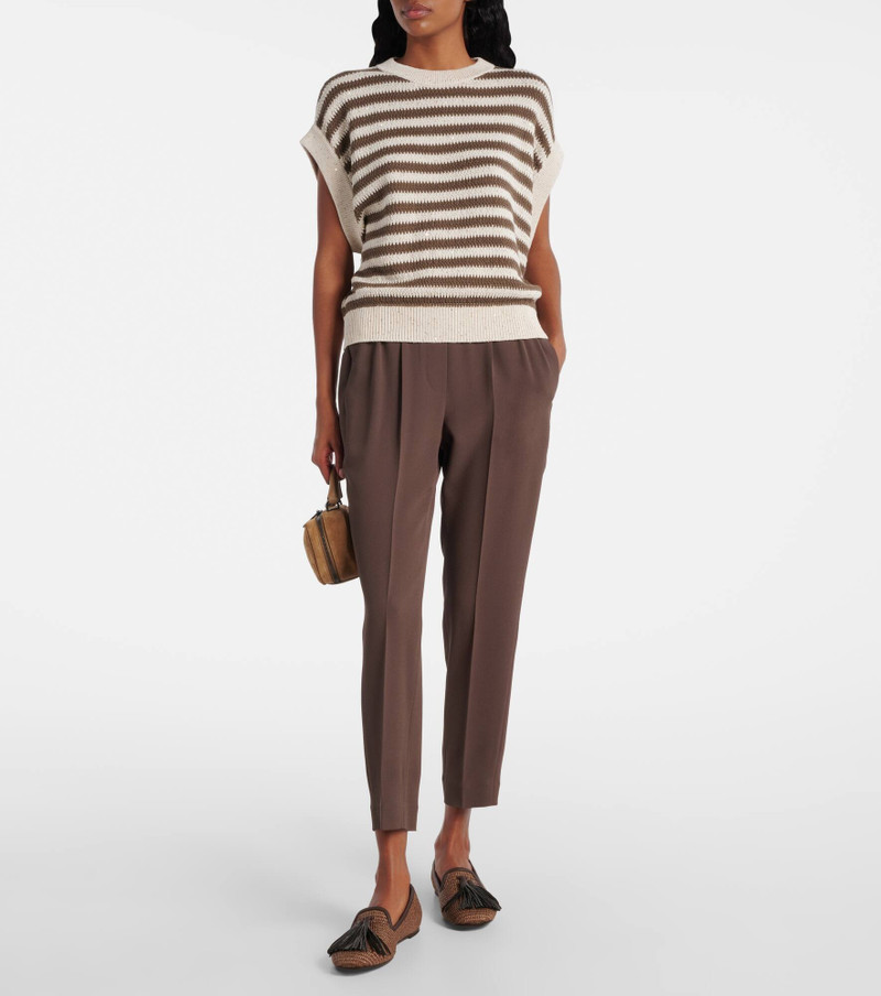 Brunello Cucinelli Cropped crêpe slim pants outlook