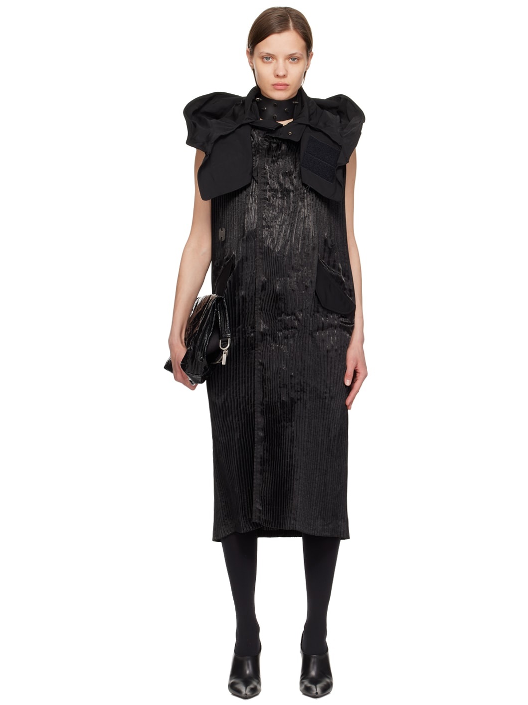 Black Hooded Midi Dress - 1