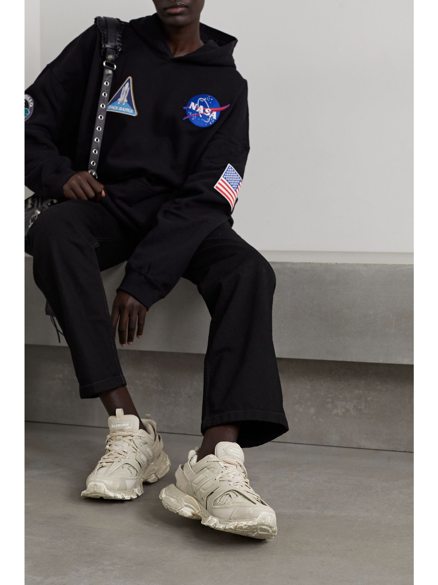 Track logo-detailed mesh and rubber sneakers Beige - 2