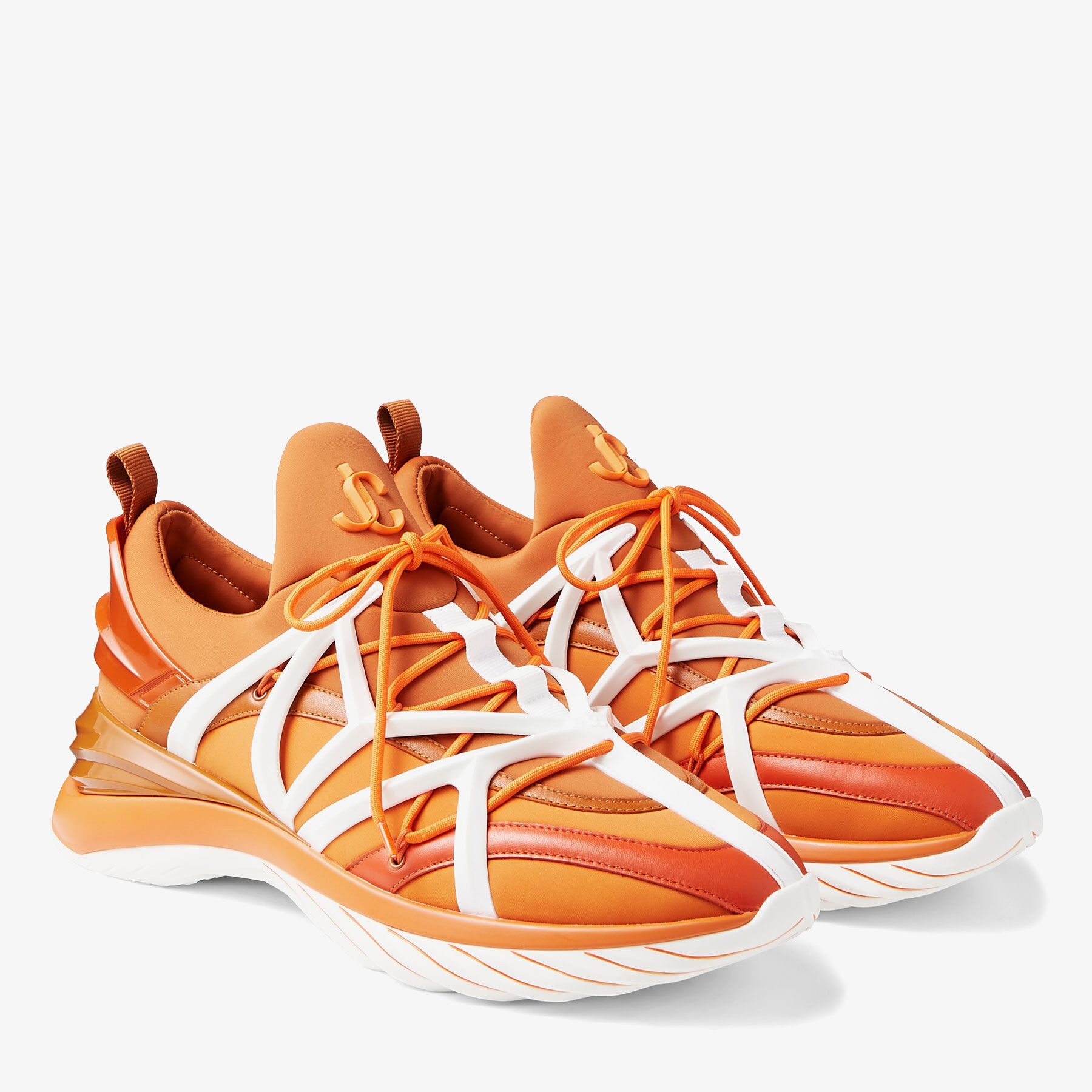 Cosmos/M
Amber Orange Leather and Neoprene Low-Top Trainers - 2