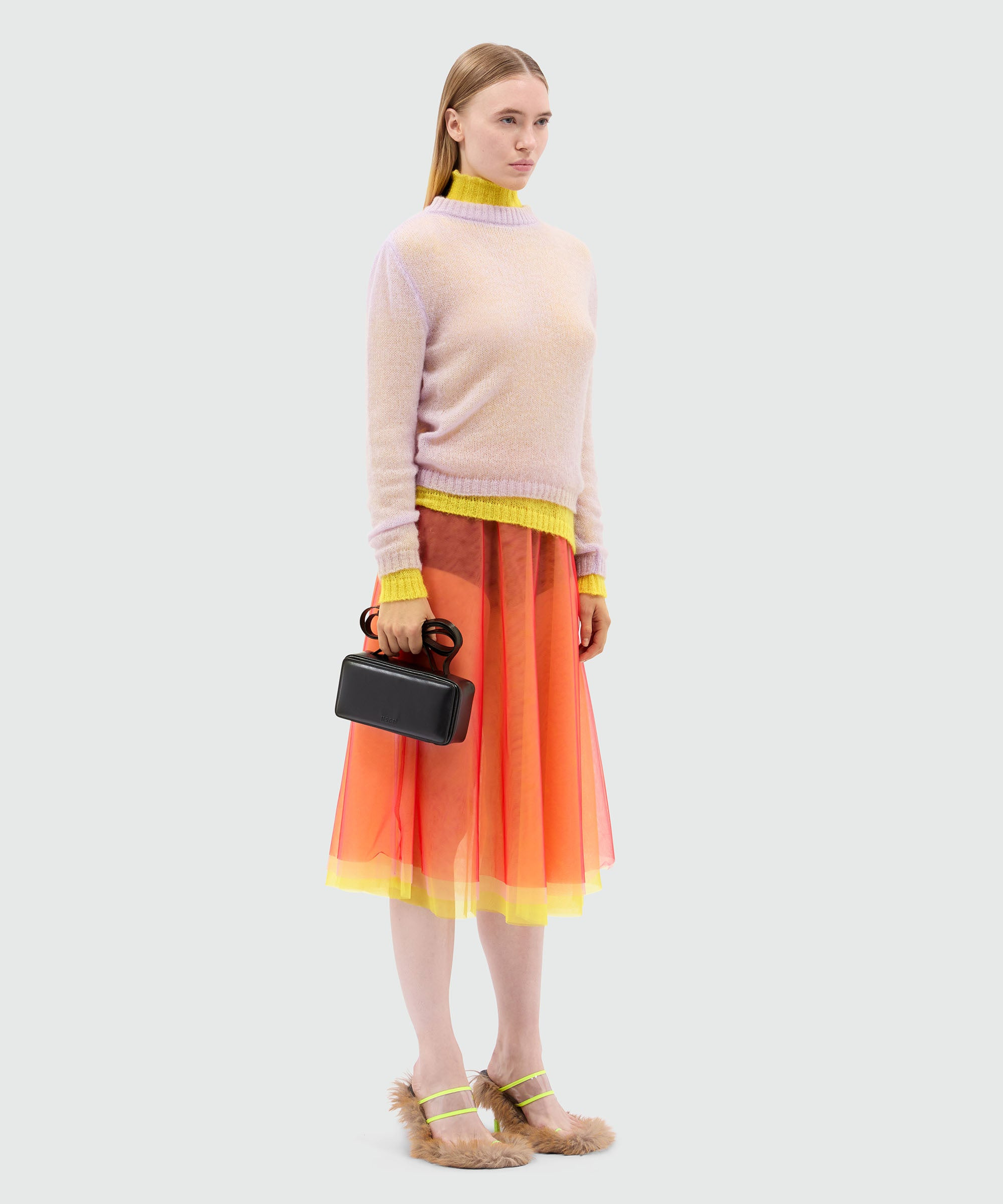 Yellow turtleneck sweater in superlight mohair - 4