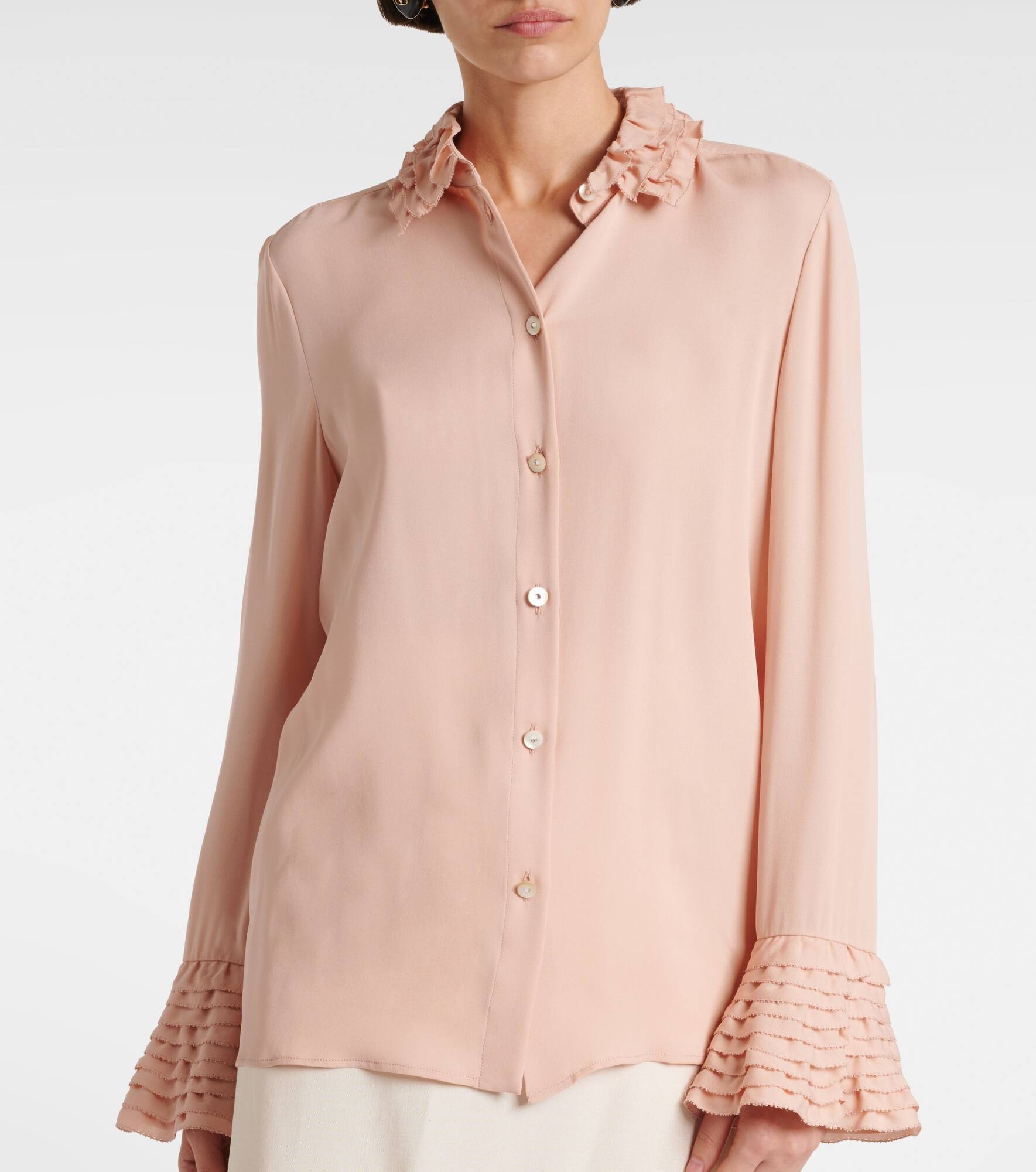 Ruffled silk georgette shirt - 6