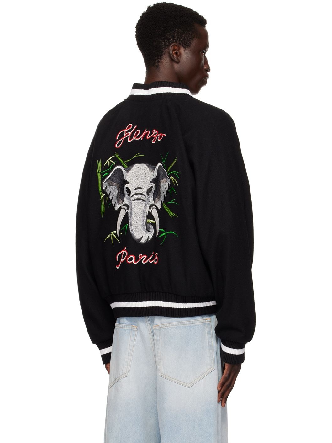 Black Kenzo Paris Elephant & Lucky Tiger Reversible Bomber Jacket - 3