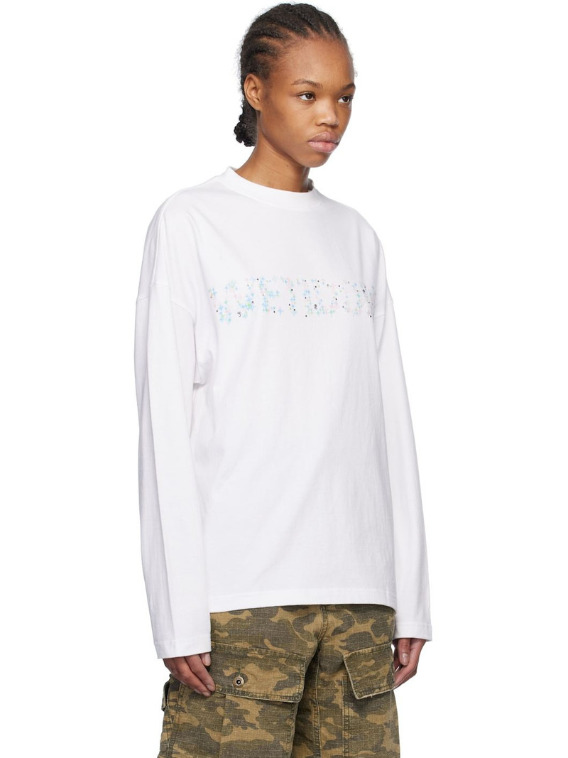 We11done White Sparkle Logo Long-Sleeved T-shirt outlook