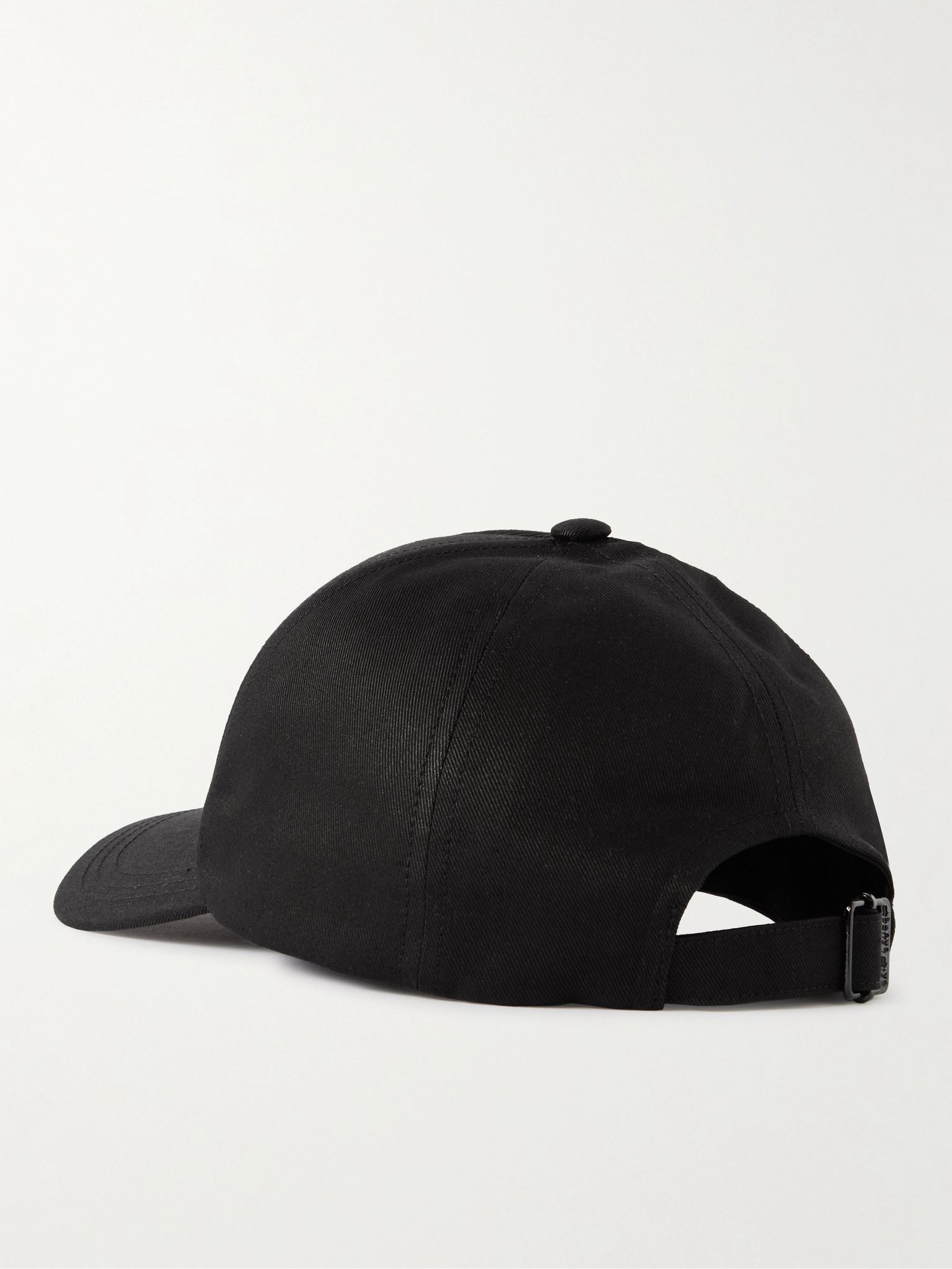 Logo-Embroidered Cotton and Linen-Blend Gabardine Baseball Cap Black - 3