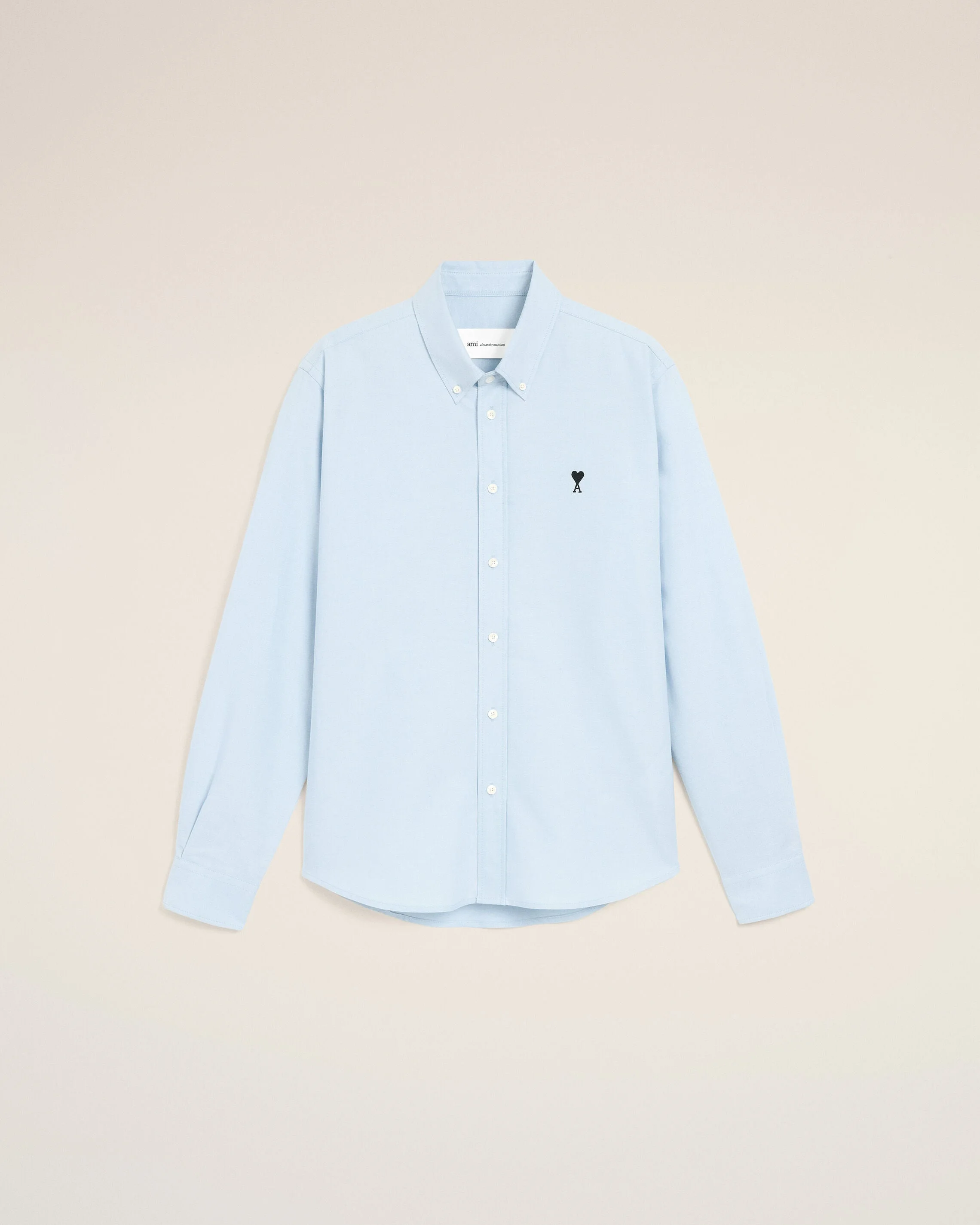 BLUE COTTON SHIRT WITH AMI DE COEUR - 1