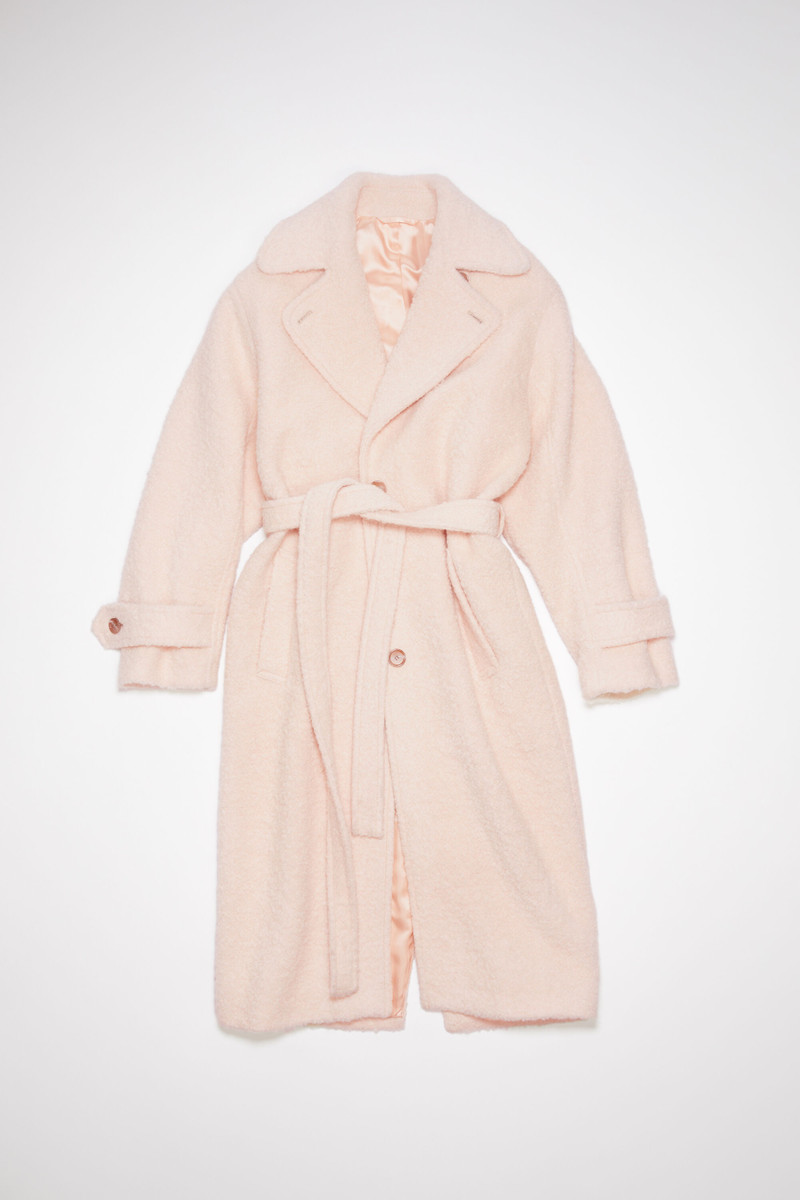 Single-breasted boucle coat - Powder pink 1