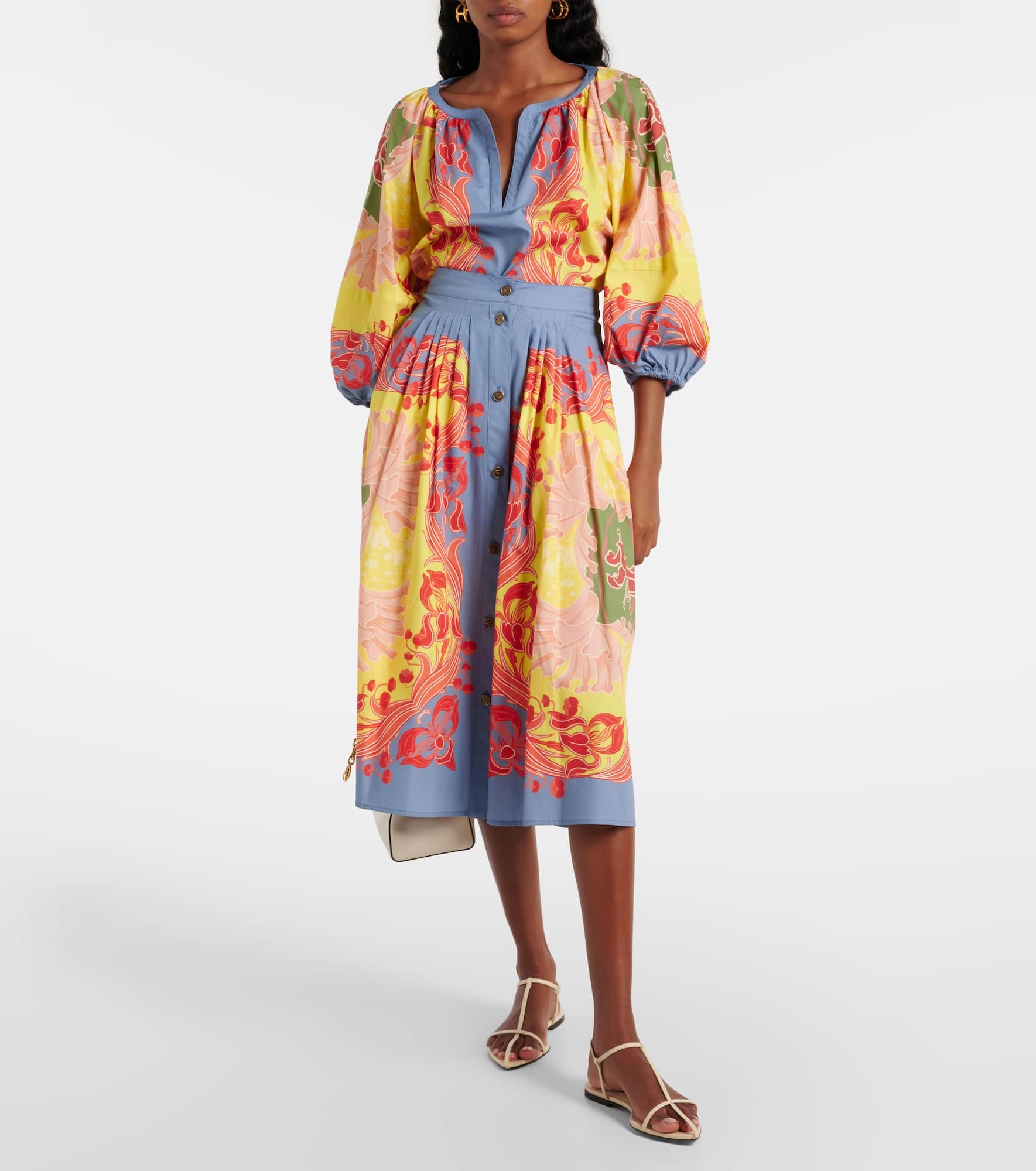 Printed balloon-sleeve cotton blouse - 2