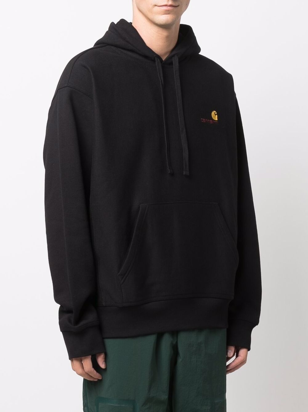 embroidered logo drawstring hoodie - 2