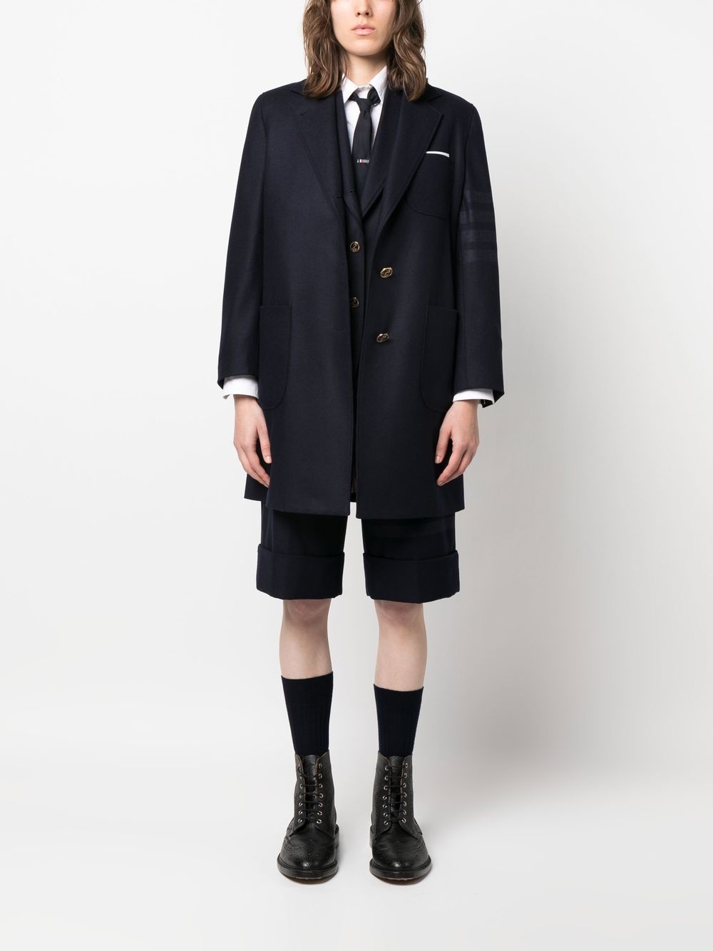 Engineered single-breasted side-stripe coat - 2