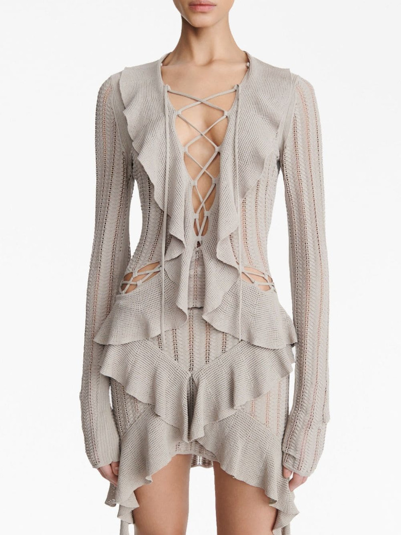 ruffled pointelle-knit mini dress 5