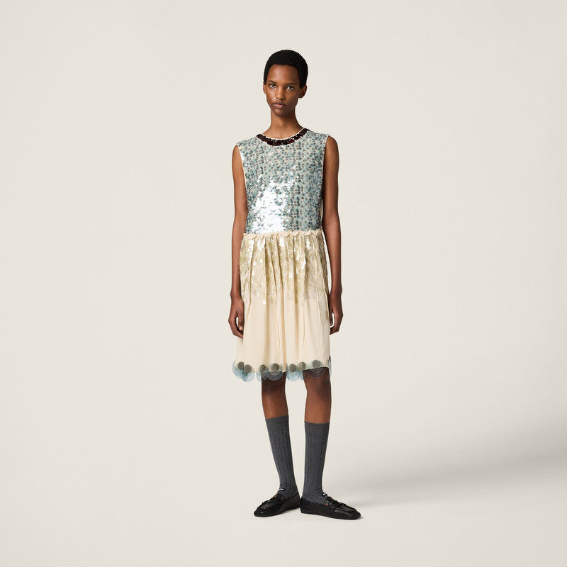 Miu Miu Embroidered marocain dress outlook