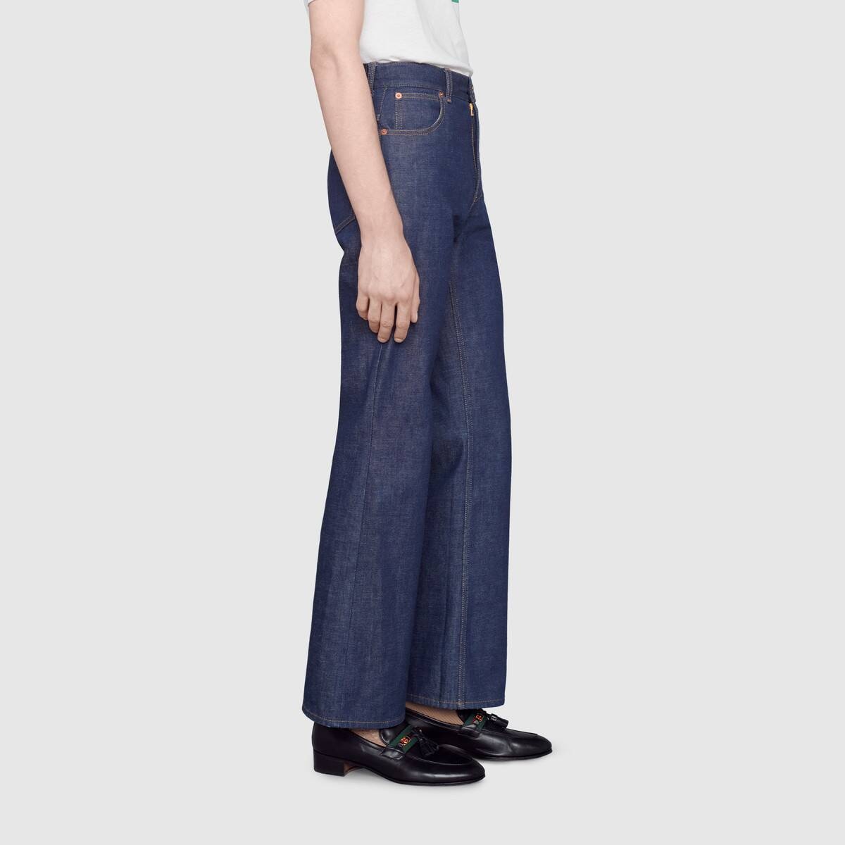 Washed denim flare pant - 4