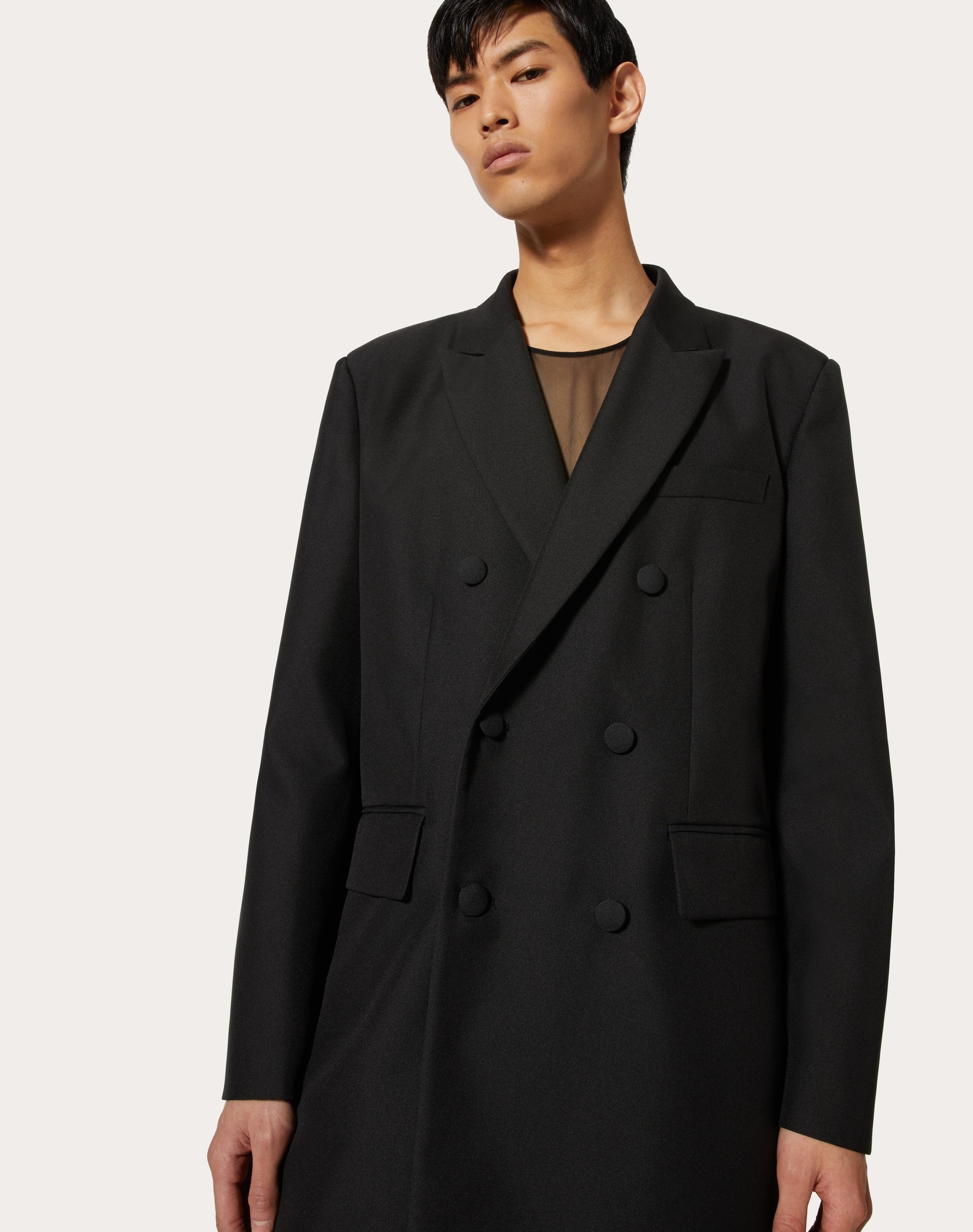 TECHNICAL NYLON DOUBLE-BREASTED COAT - 5