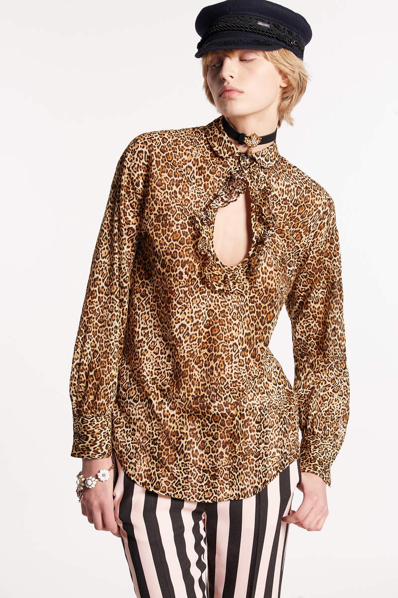 ANIMAL PRINT LONG SLEEVE FLUID TOP - 3