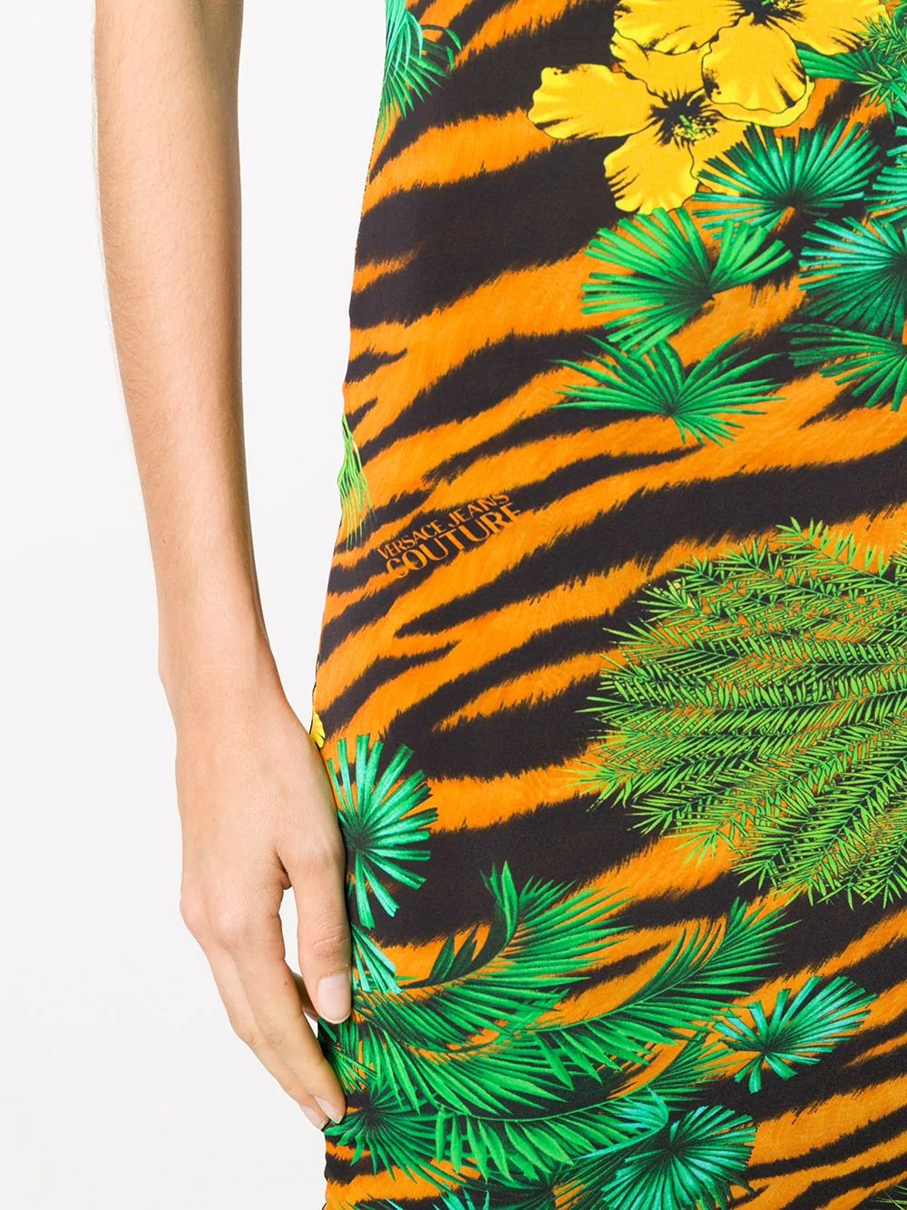 jungle-print fitted dress - 5