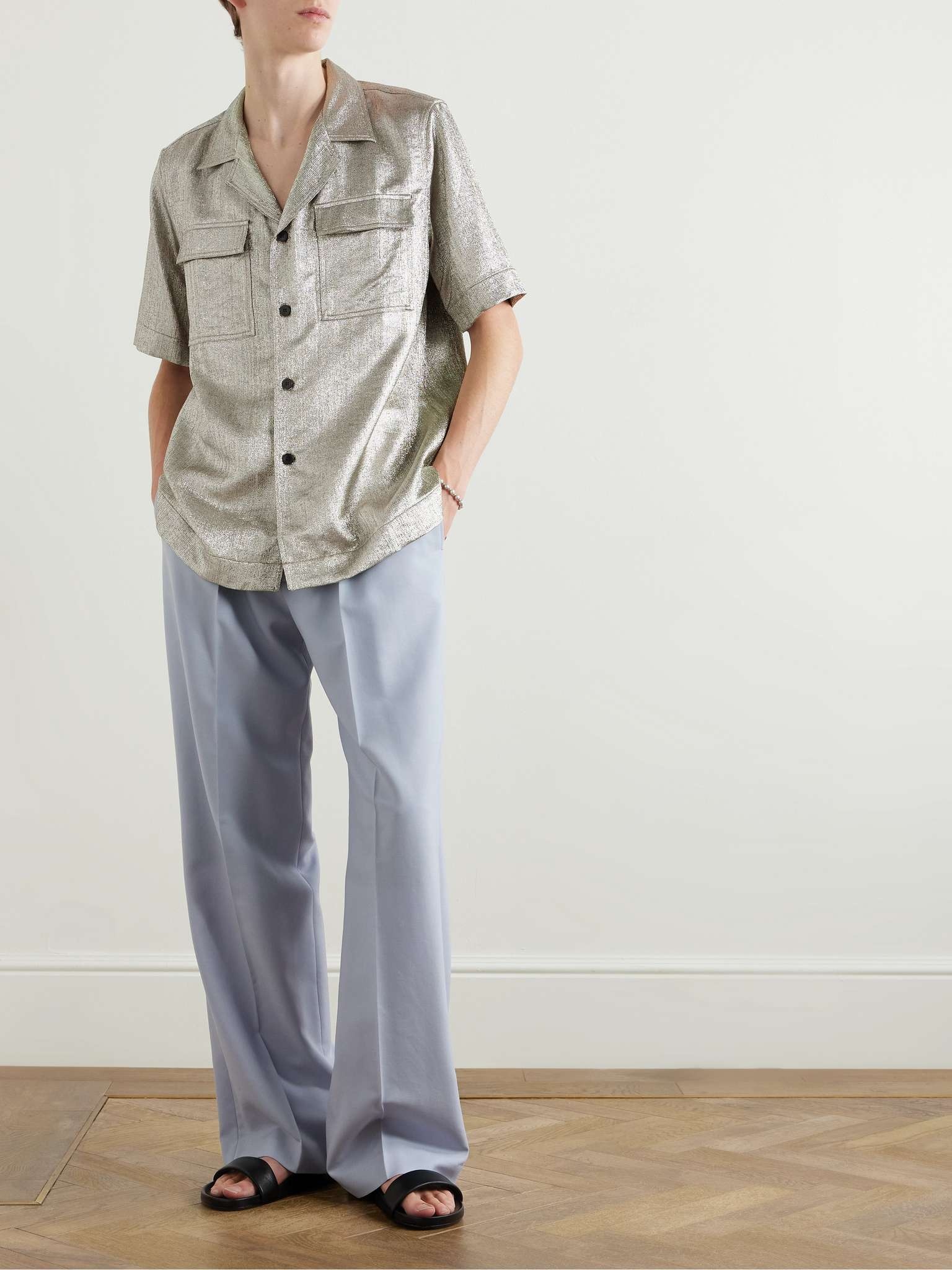 Camp-Collar Lamé Shirt - 2