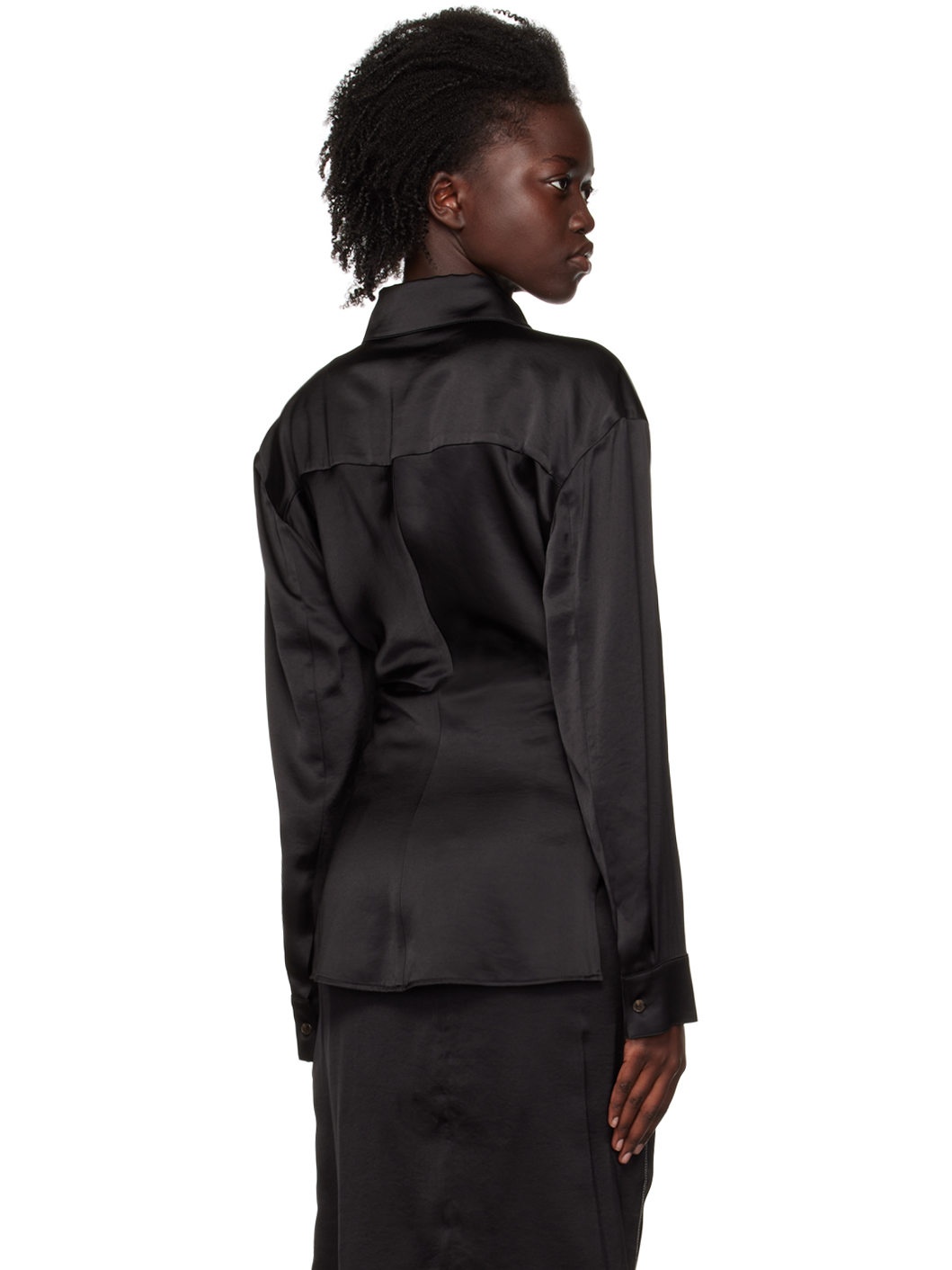 Black Gathered Shirt - 3
