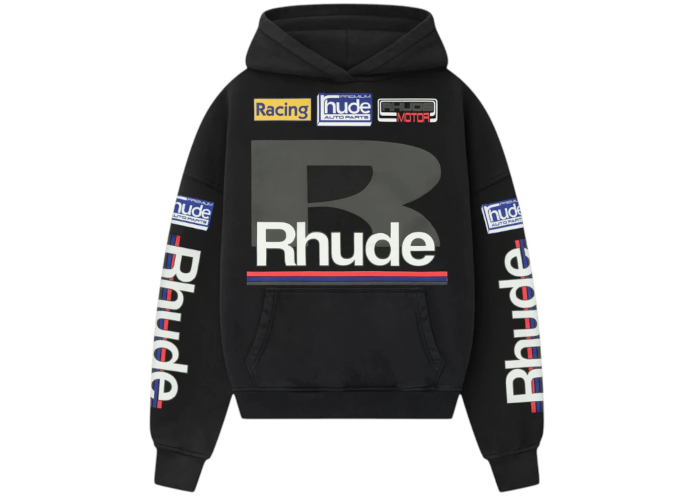 Rhude Petrol Patch Hoodie Vintage Black - 1