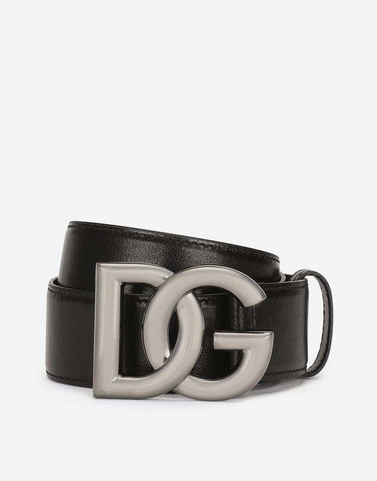 Calfskin belt with crossover DG buckle logo - 1