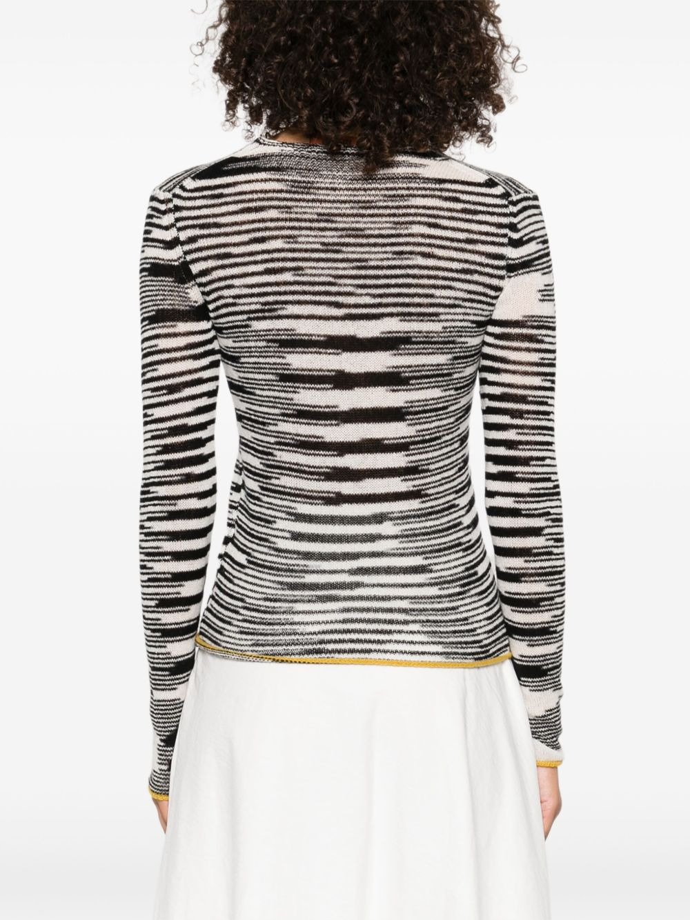 striped-pattern V-neck sweater - 4