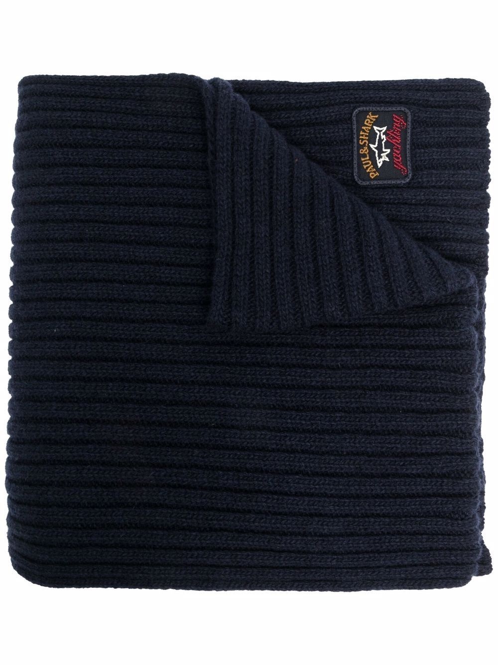 logo patch ribbed scarf - 1