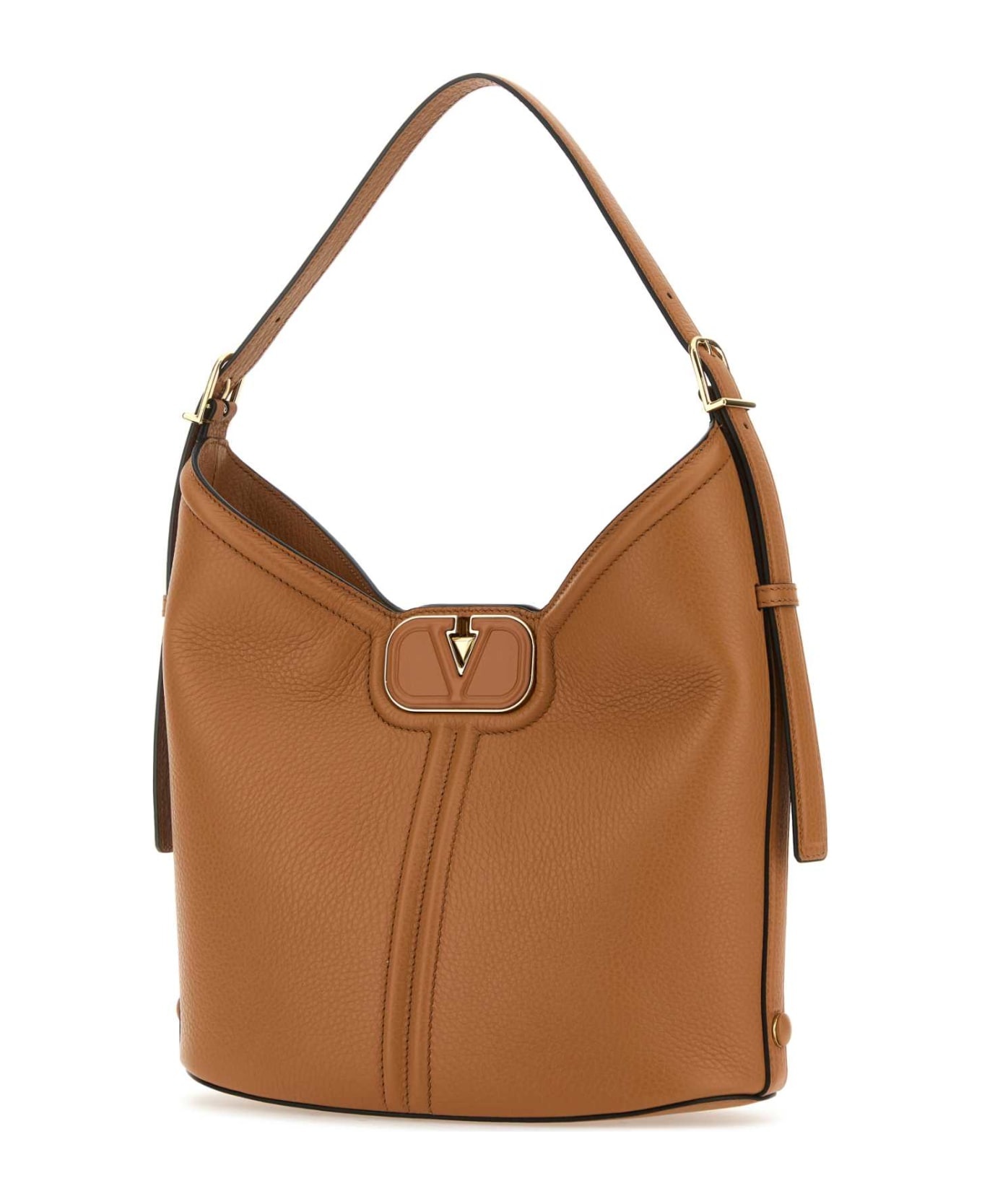 Camel Leather Vlogo Handbag - 2