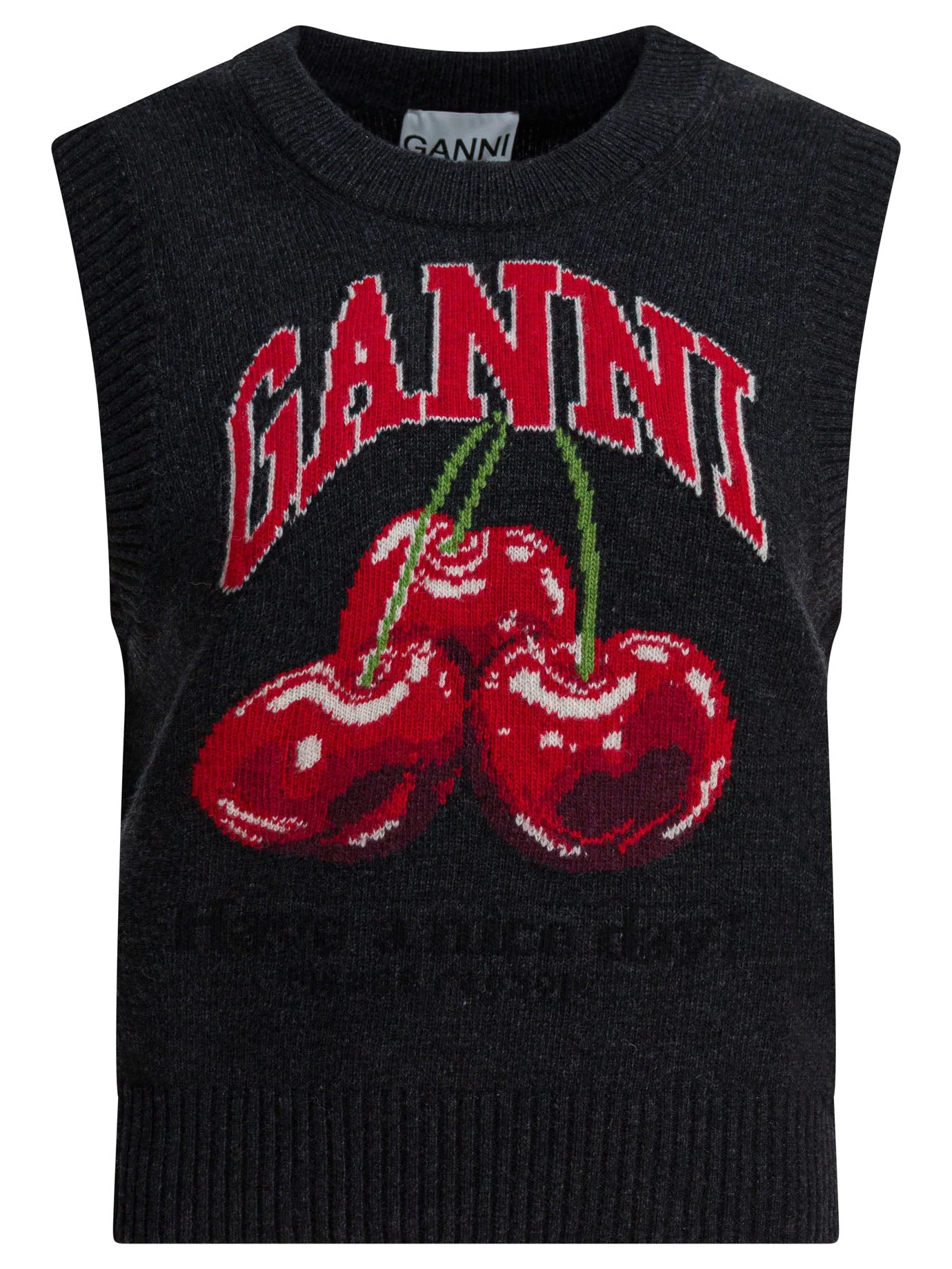 Ganni Wool Vest With Logo - 1