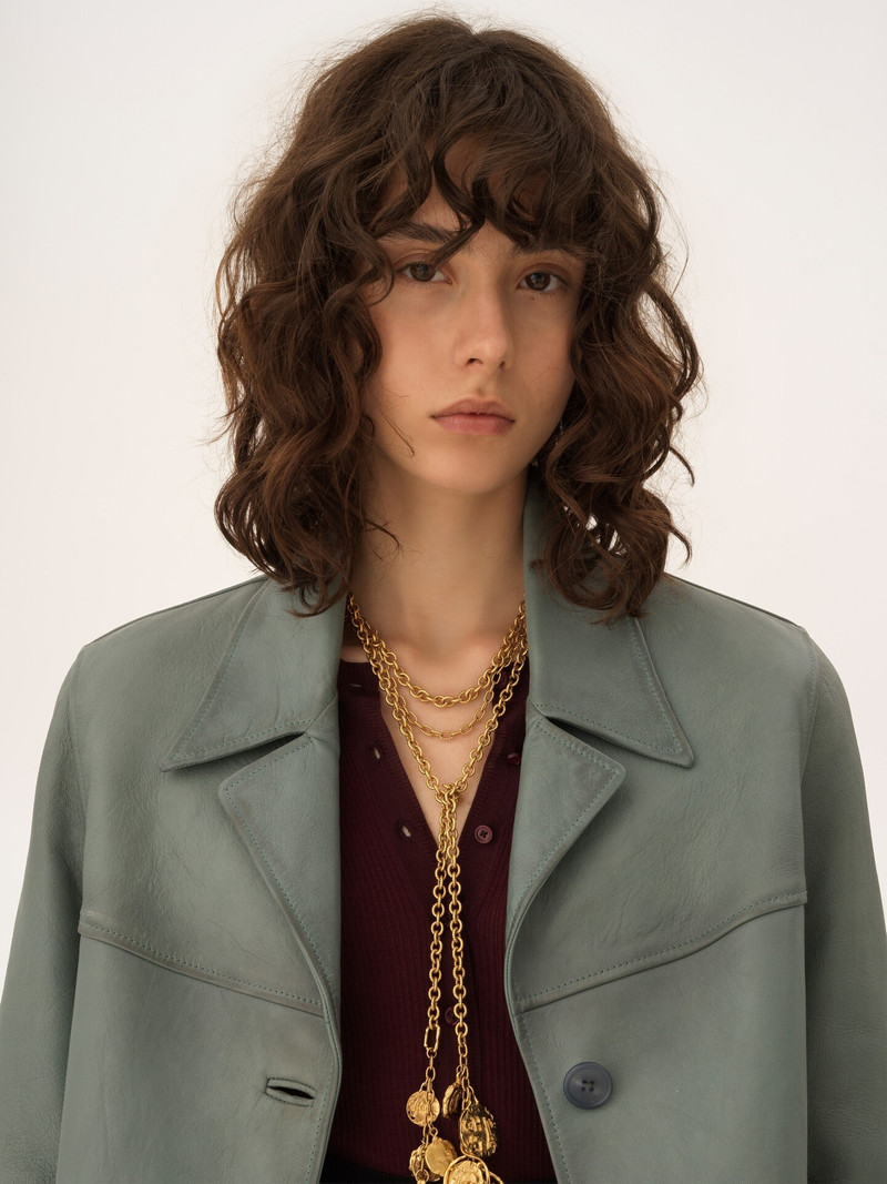 SINGLE-BREASTED LONG JACKET IN LEATHER 6