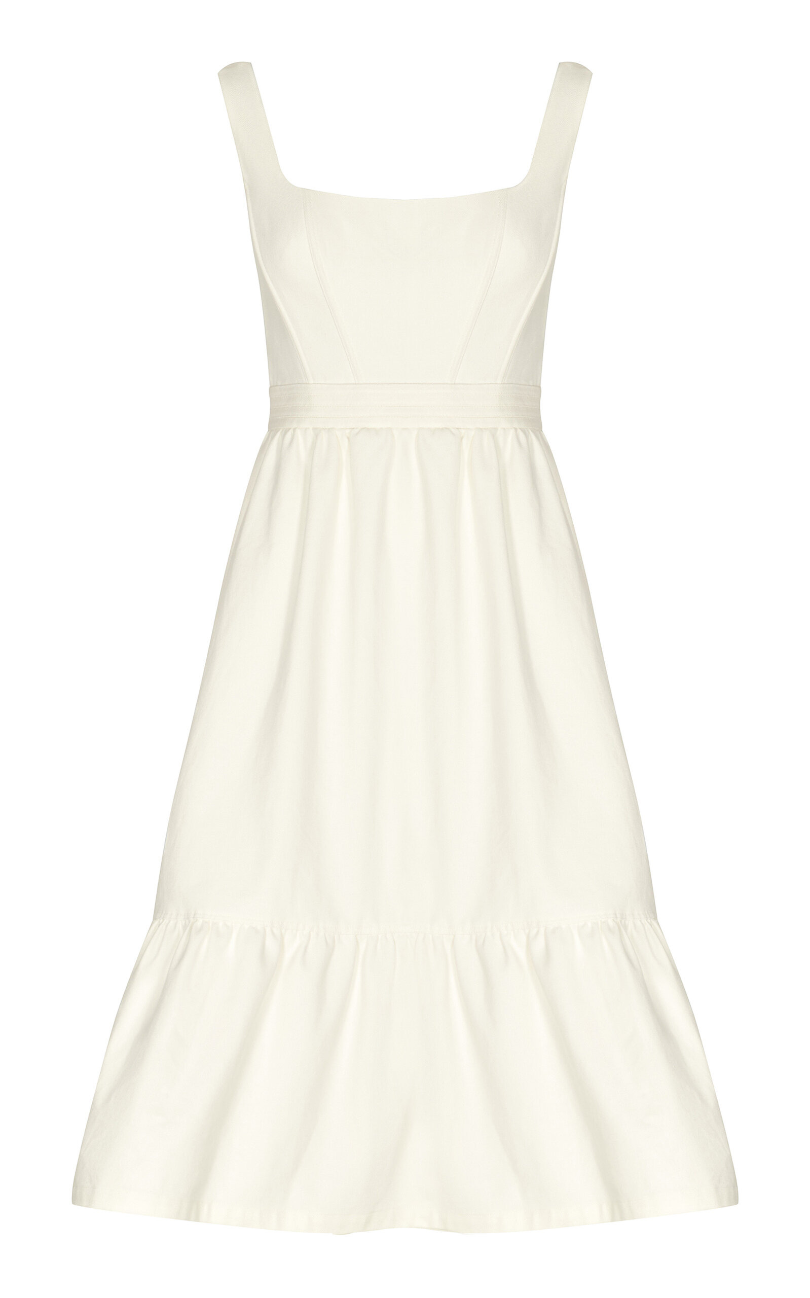 Casa Blanca Tiered Denim Corset Midi Dress off-white - 1