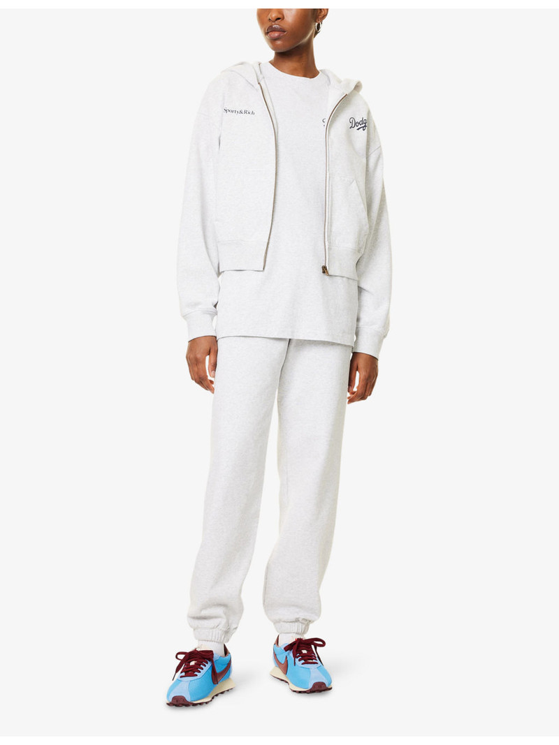 Sporty & Rich Dodgers Serif Cropped Cotton-Jersey Hoody outlook