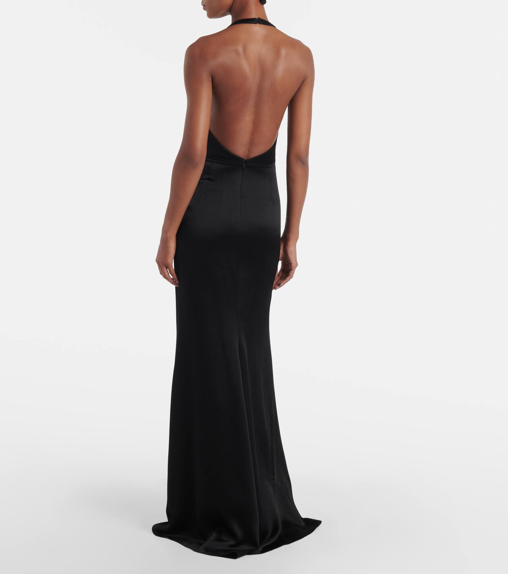 Open-back crêpe and satin gown - 3