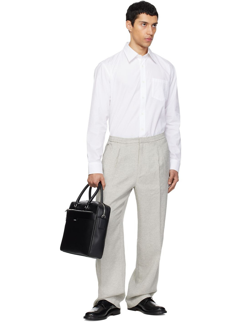 LACOSTE Gray Relaxed Fit Slub Weave Trousers outlook