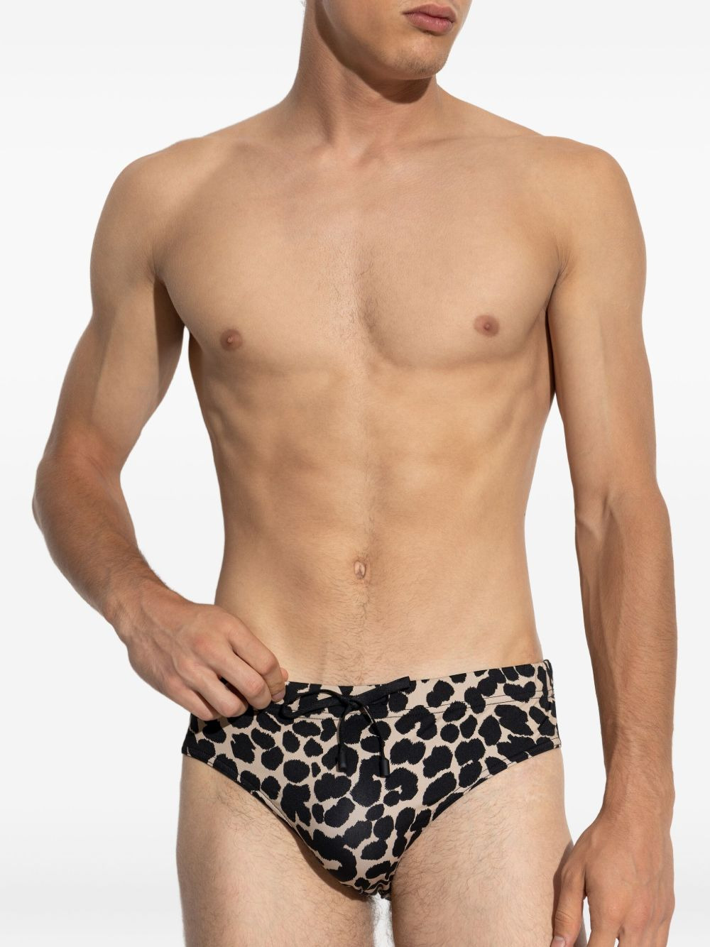 leopard-print drawstring swim trunks - 2