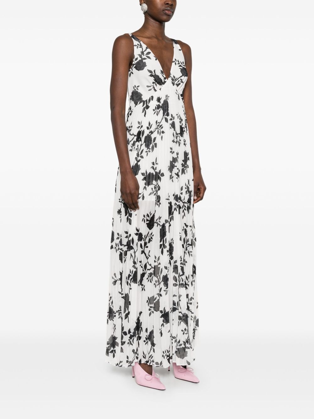 floral-print chiffon maxi dress - 3