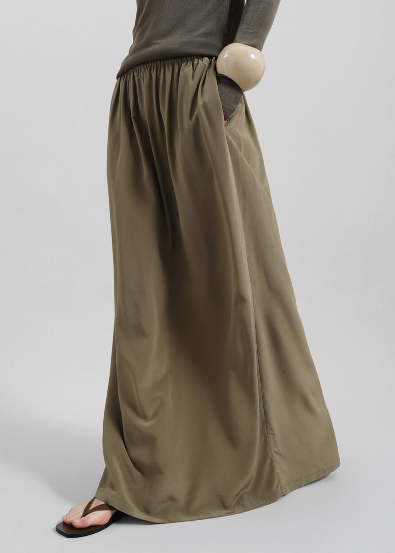 Sibena Silk Maxi Skirt - Khaki 8