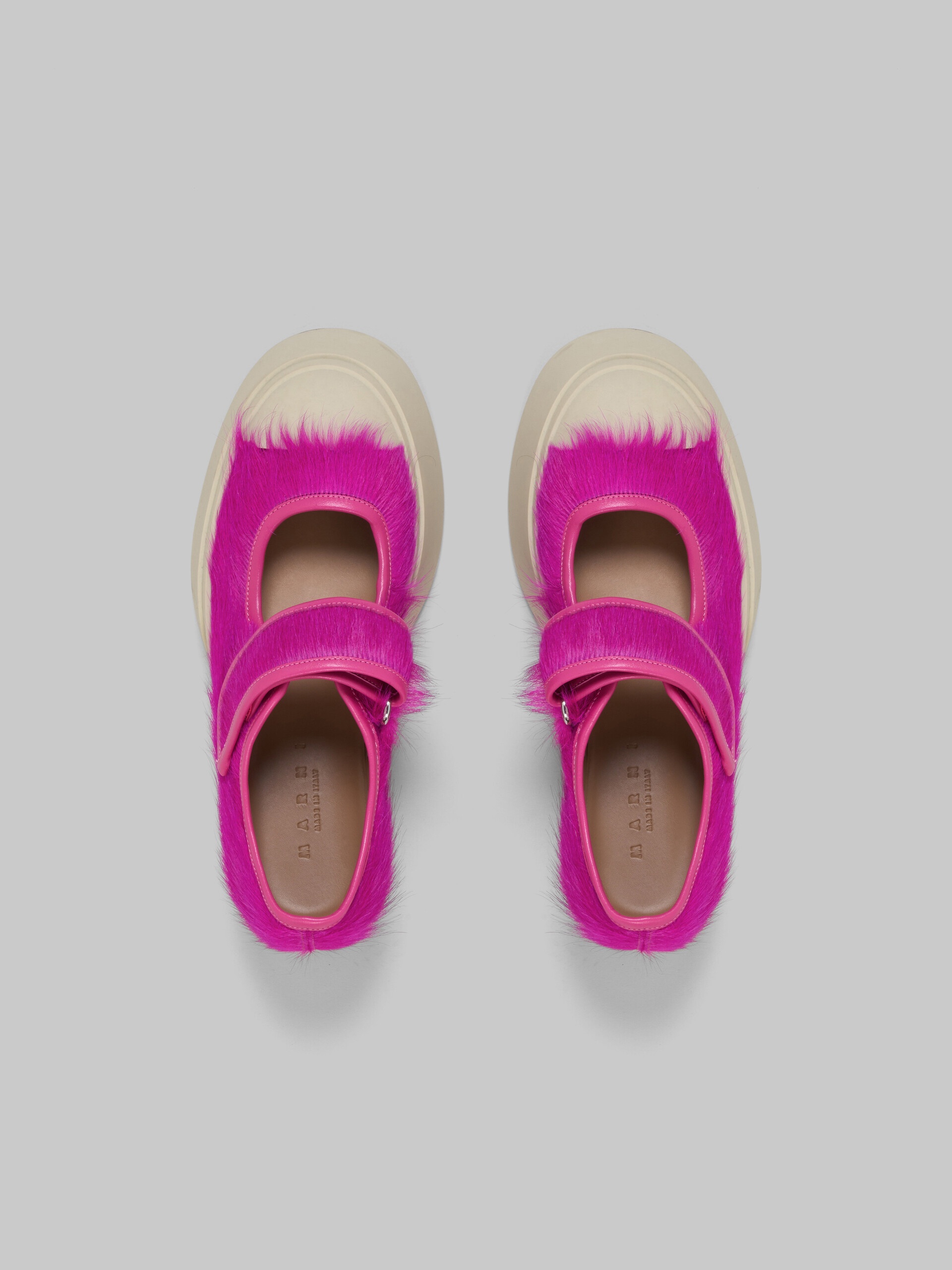 FUCHSIA LONG-HAIR CALFSKIN MARY JANE SNEAKER - 4