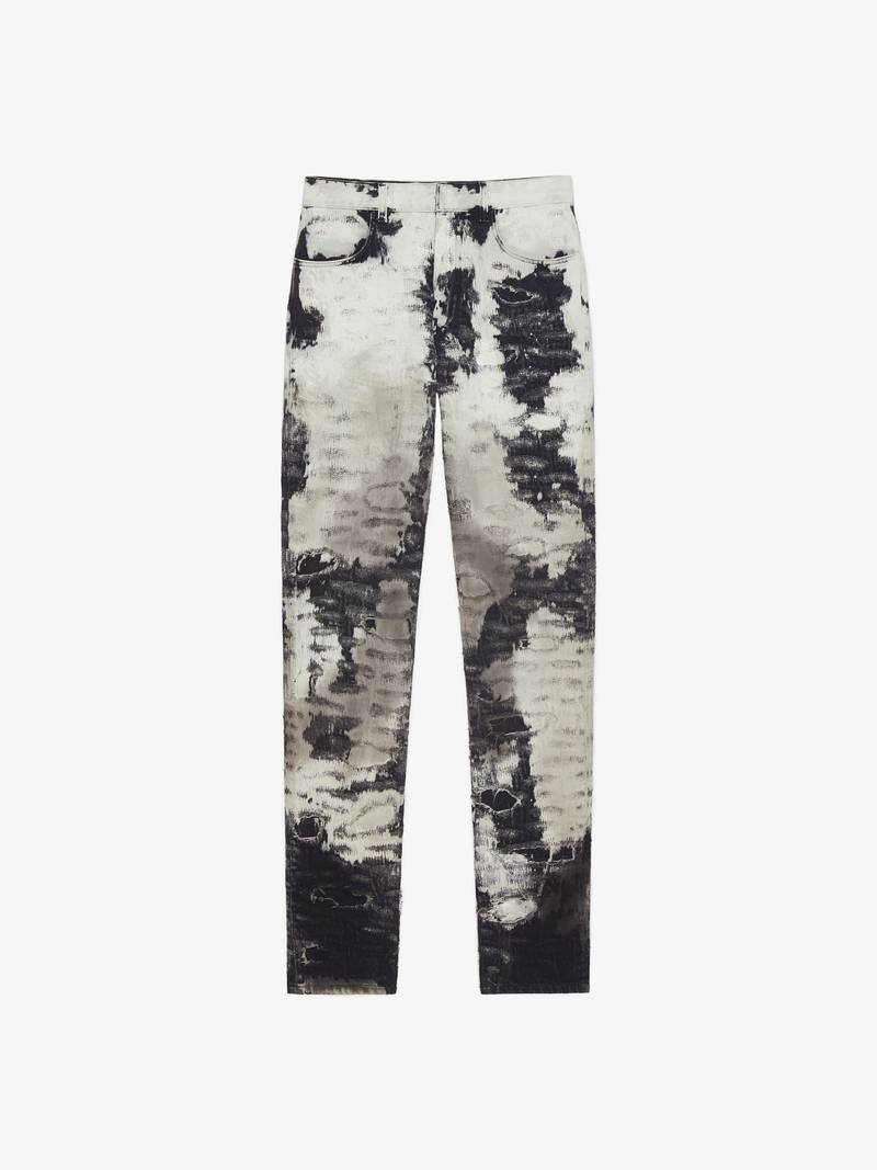 SLIM-FIT JEANS IN PAINTED DESTROYED DENIM 1