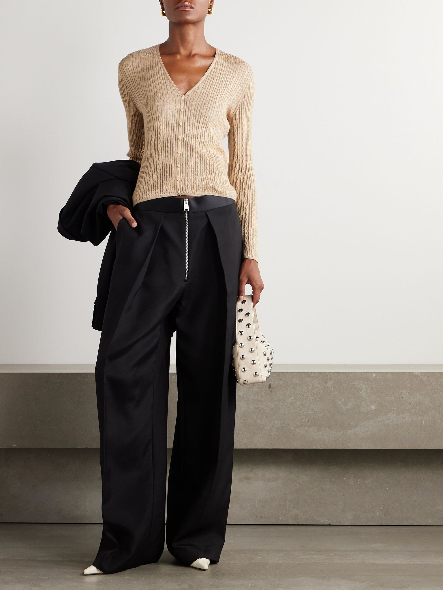 Rimella cable-knit cashmere and silk-blend cardigan Cream - 2