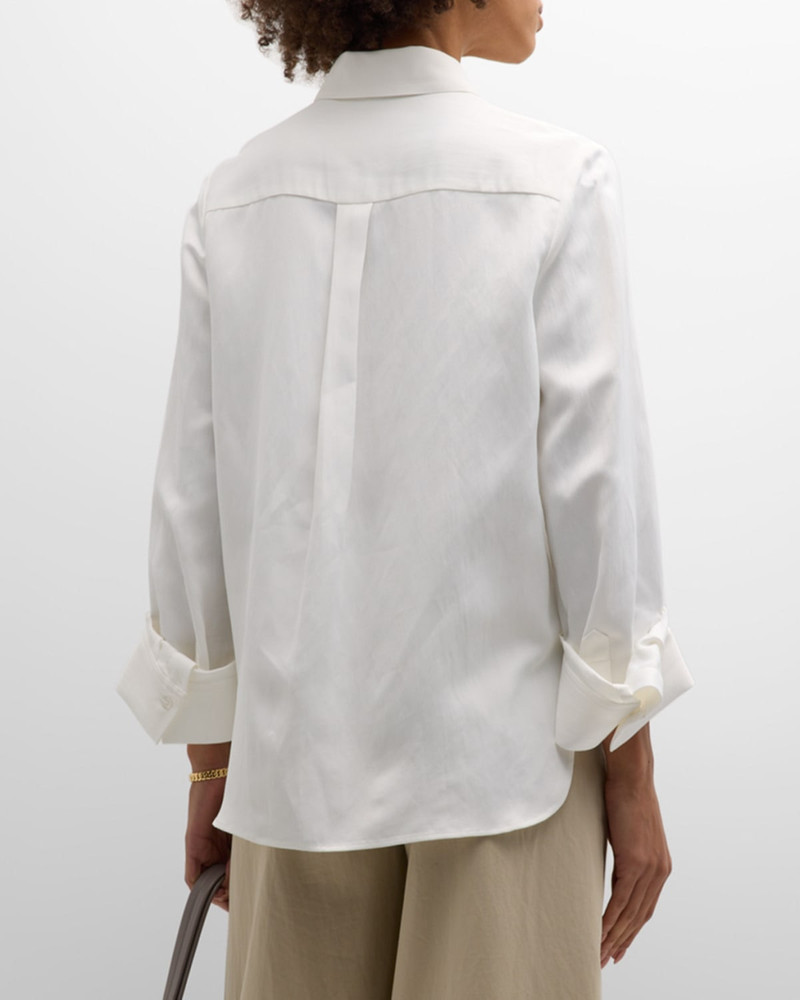 Cotton Button-Front Boyfriend Shirt 3