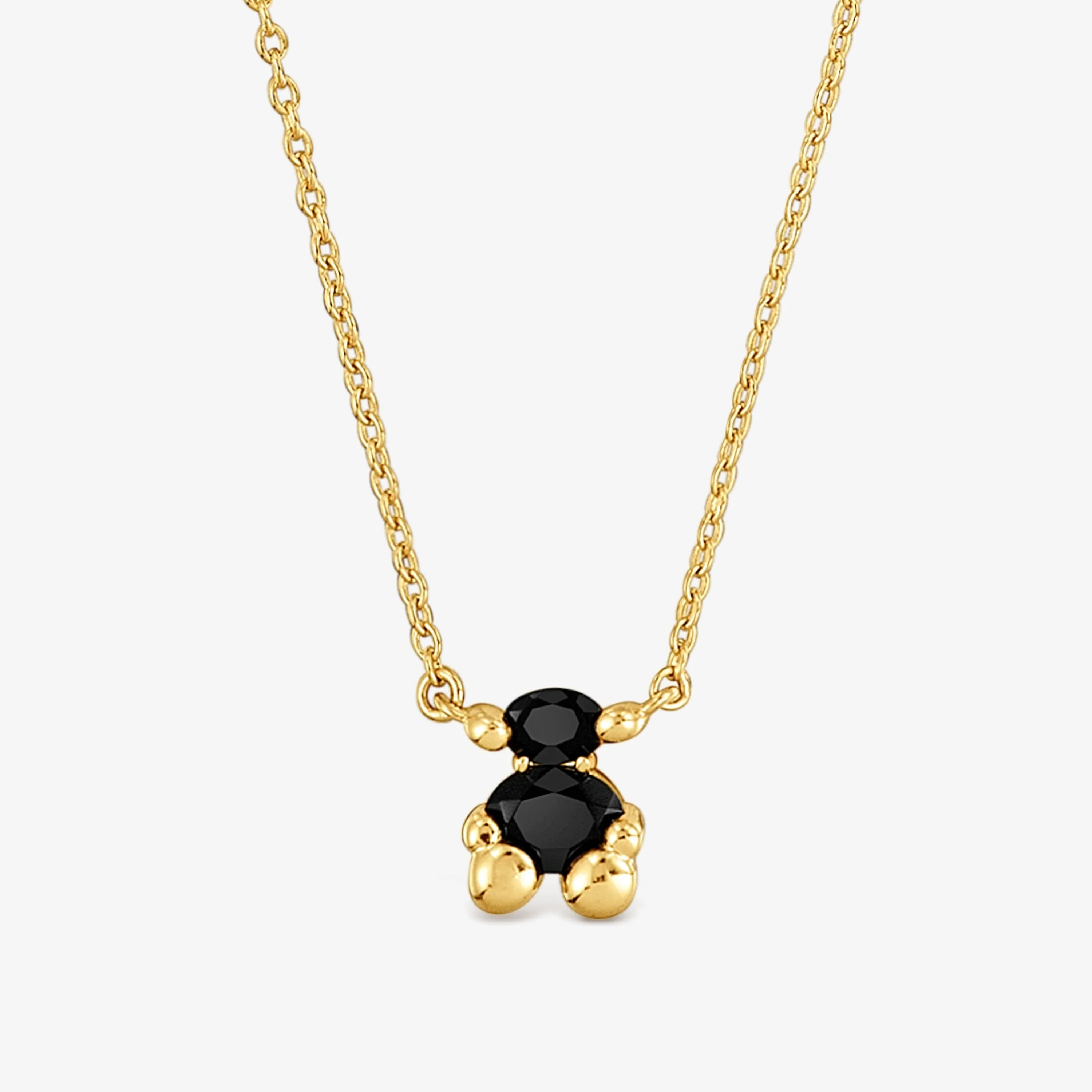 Short 18K gold vermeil with onyx bear motif Necklace Color Bear - 1