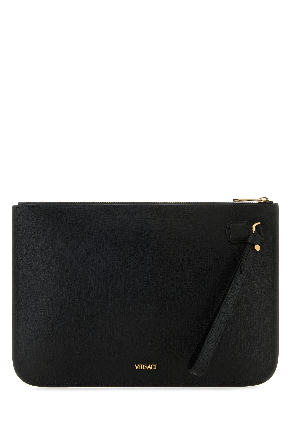 Black leather large Medusa Biggie clutch - 3