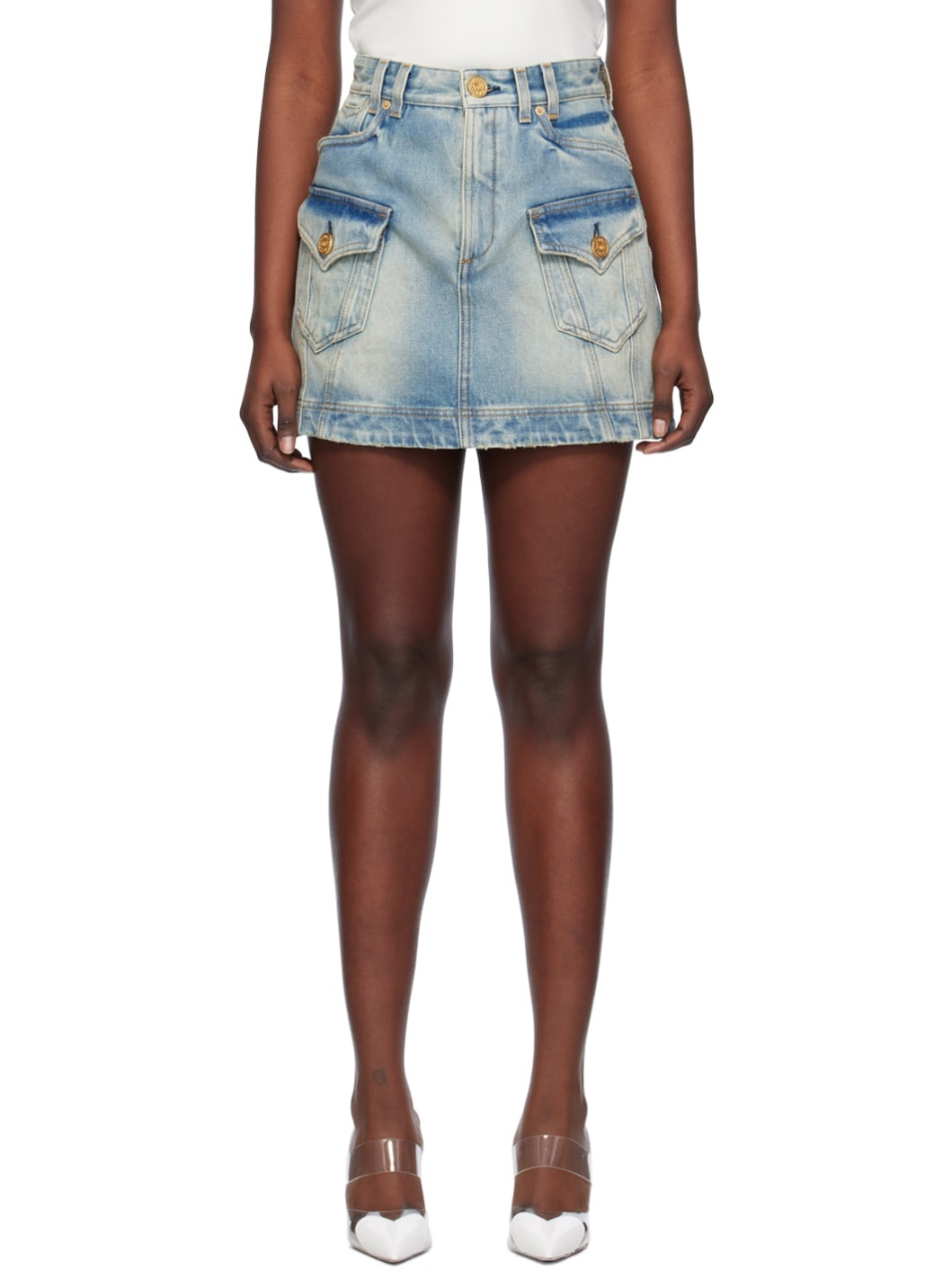 Blue Western Denim Miniskirt - 1